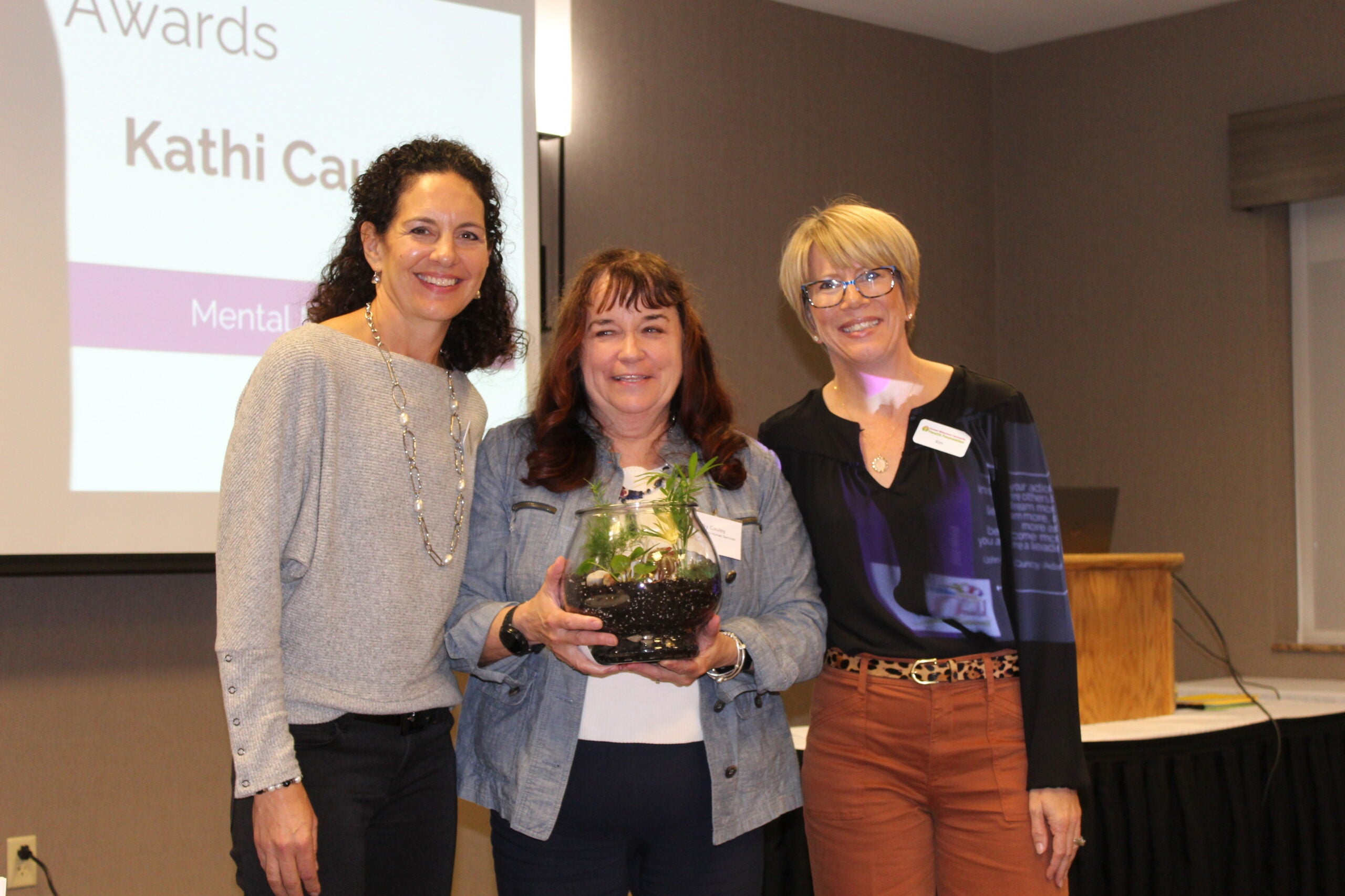 Foundation President & CEO Tina Crave, Kathi Cauley (Director, Jefferson County Human Services), and Foundation Chief Impact Officer Kim Melcher. 