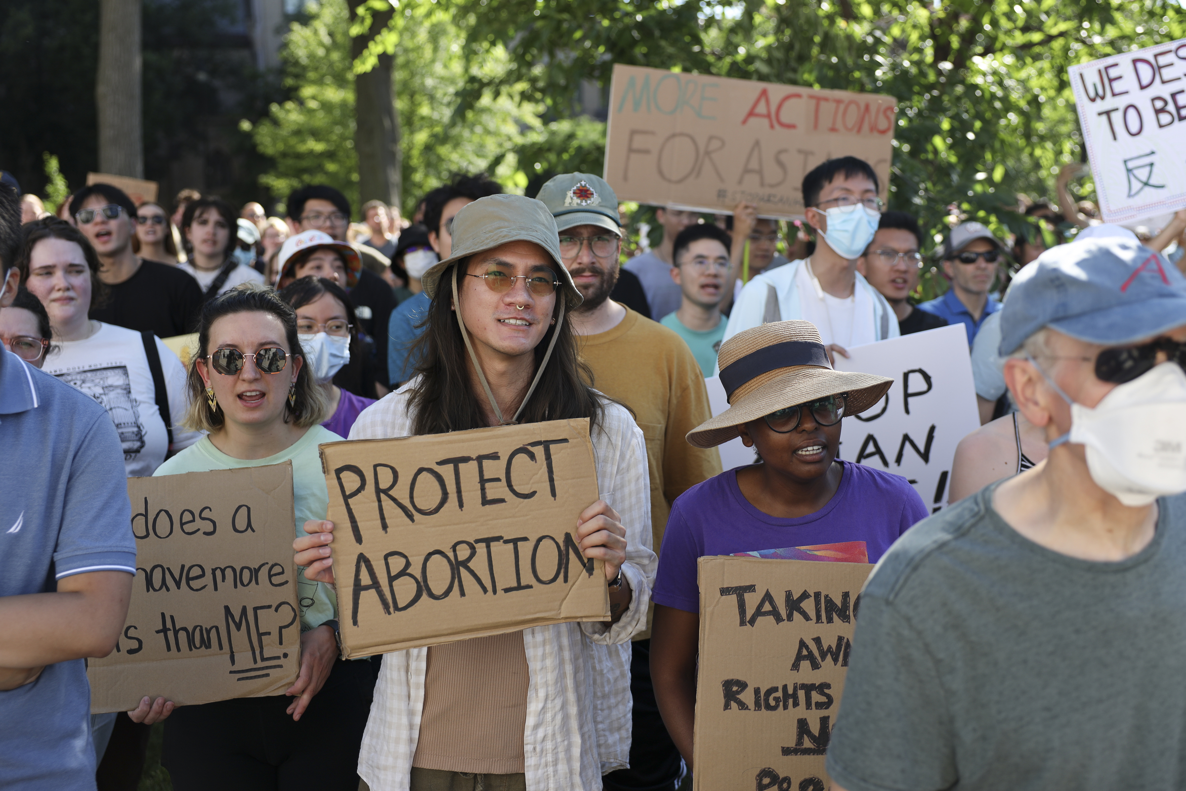 Protesters gather for a pro-abortion rally held outside the Wisconsin State Capitol