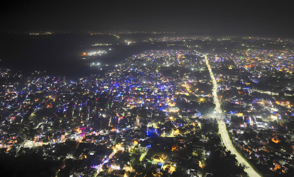 A city of lights at night