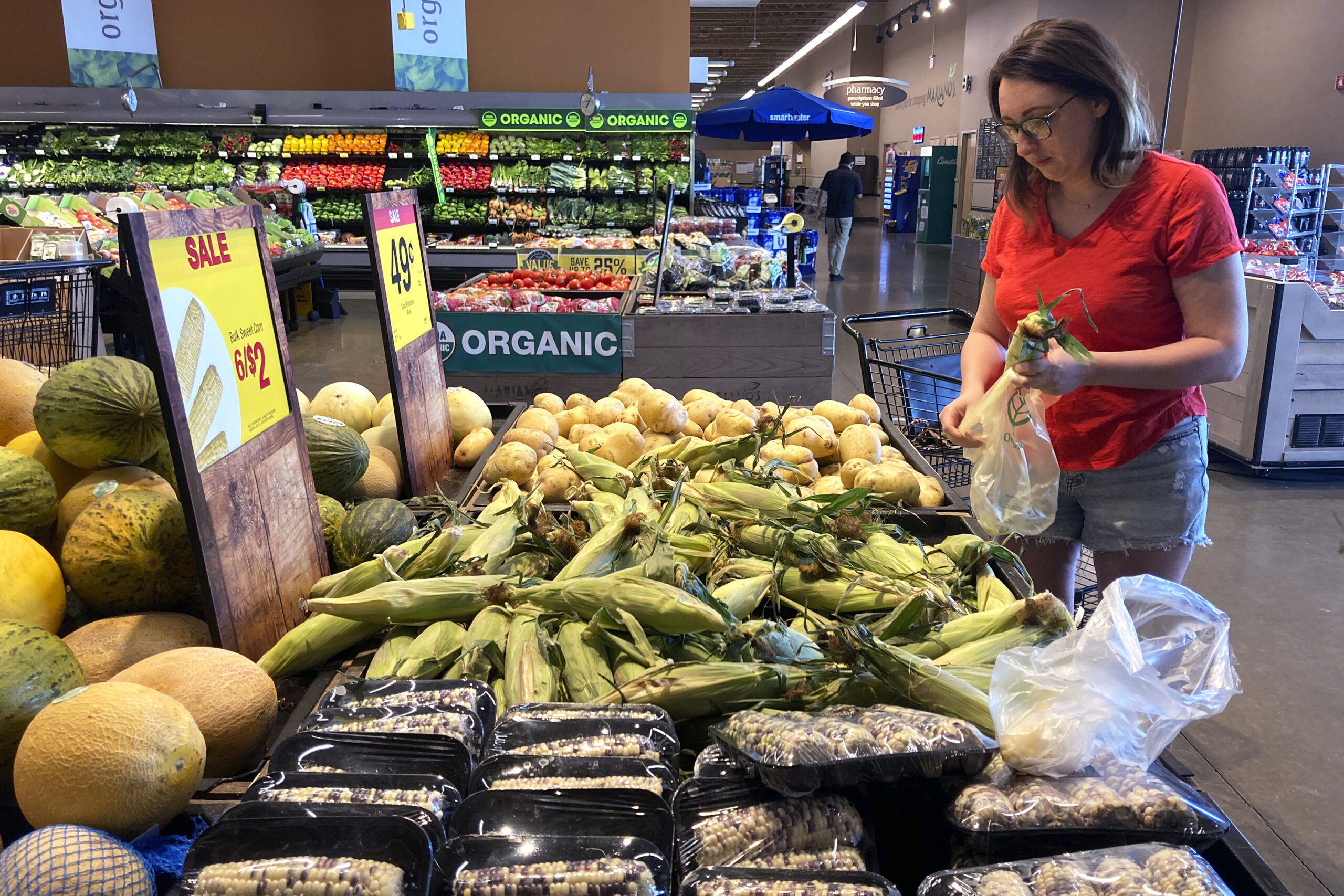 A person shops at a grocery store in Glenview, Ill.