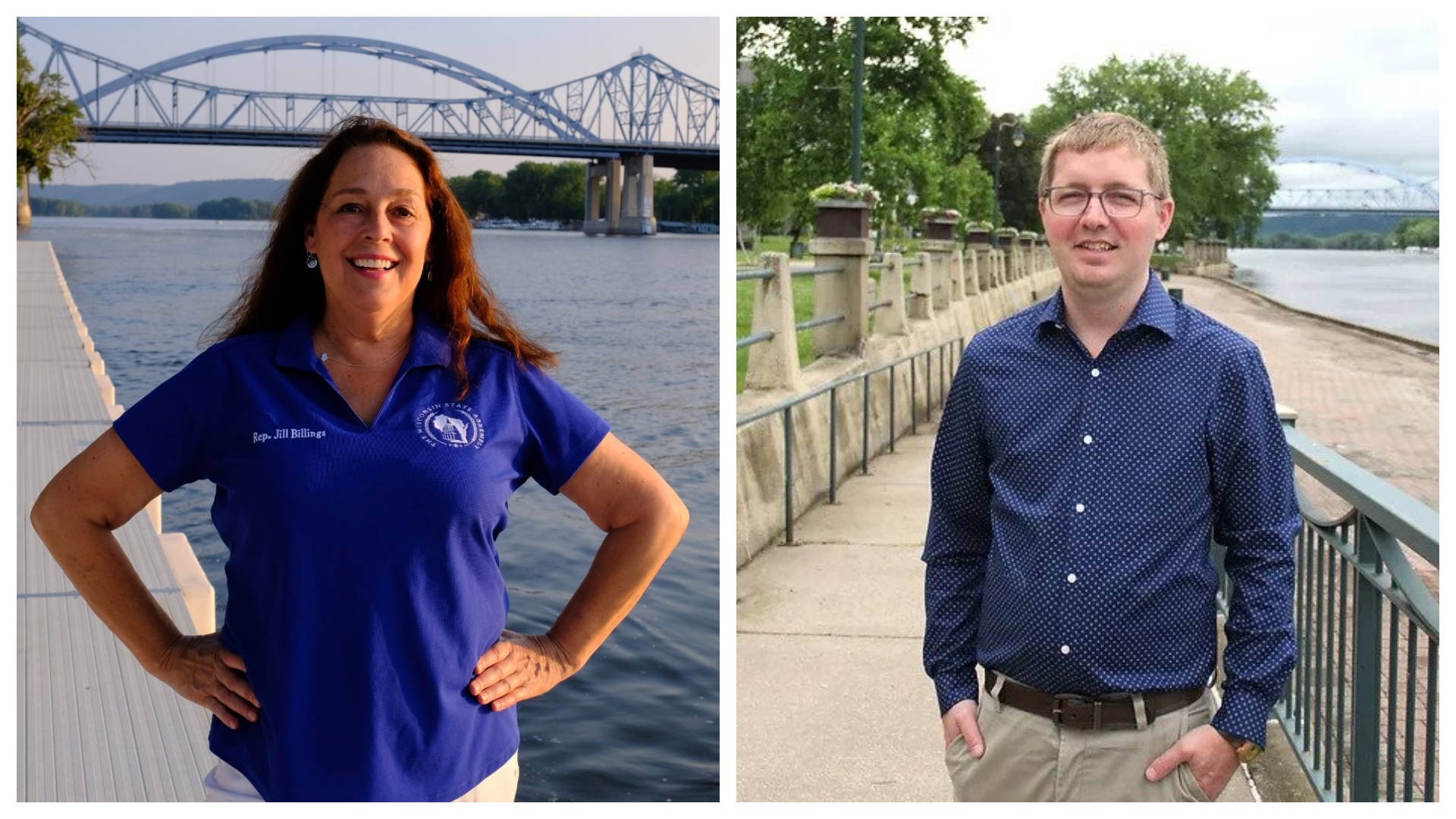 2022 candidates for the 95th State Assembly district Rep. Jill Billings (D-La Crosse) (pictured left) and (right) her Chris Woodard (R-La Crosse.)