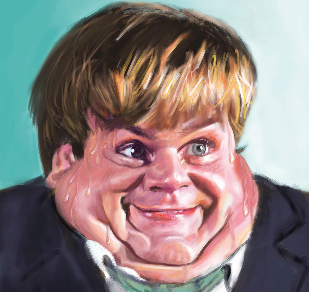 Kevin Nealon's caricature of Chris Farley