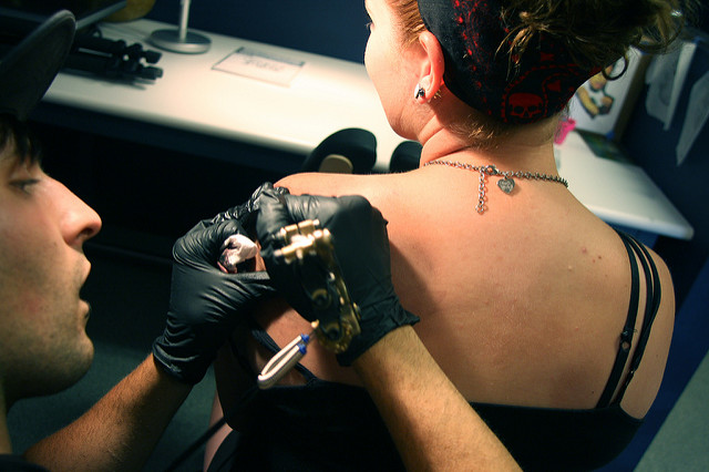 Someone being tattooed