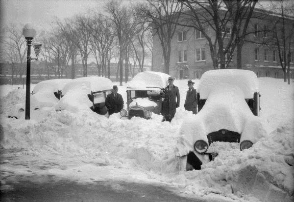 Cars buried in the snow, 1925, Wisconsin Historical Society