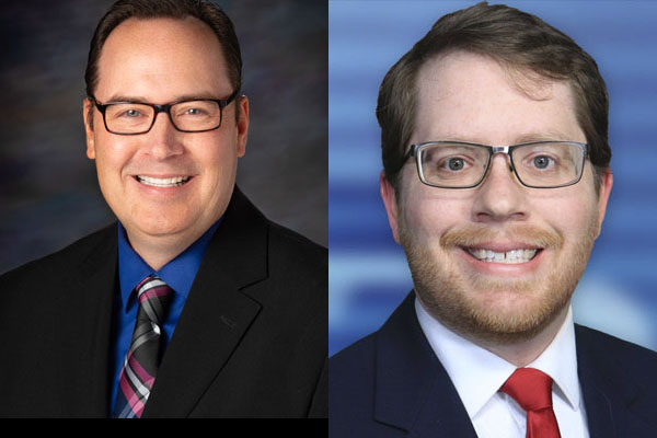 Pictured left, Rusty Mehleberg chief meteorologist at Fox21 in Duluth. Rick Lubbers, (right) is the Executive Editor of the Duluth News Tribune.