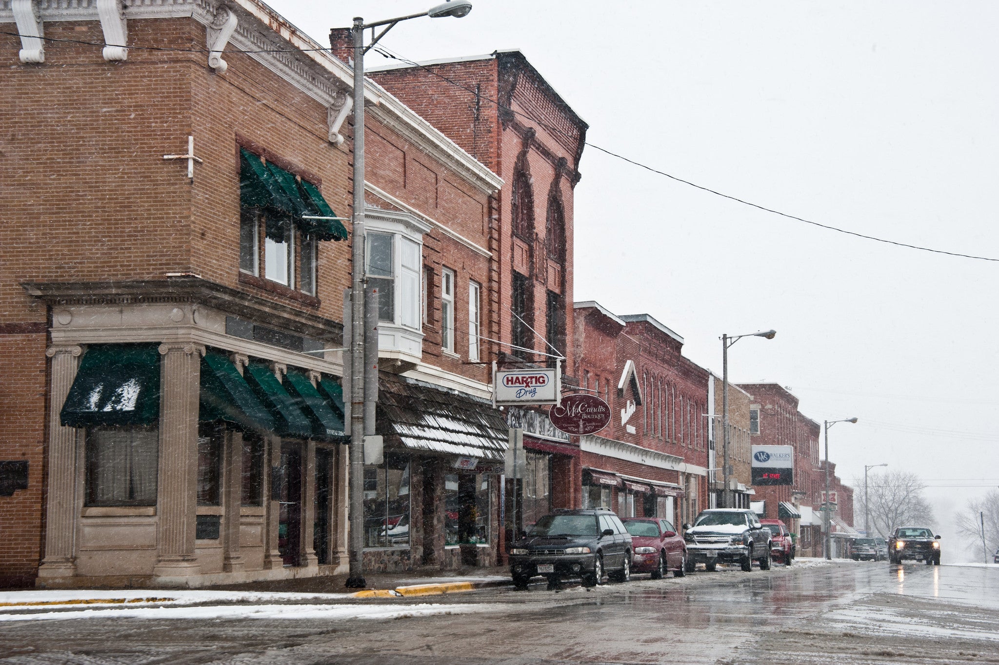 A street in central Lancaster, Wisconsin