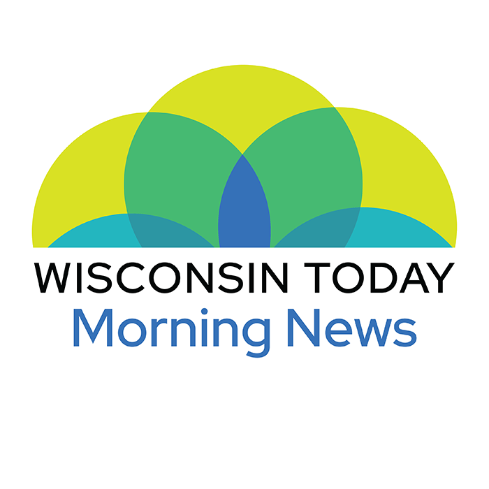 Logo for Wisconsin Today Morning News featuring overlapping green and blue semicircles above the program name on a white background.