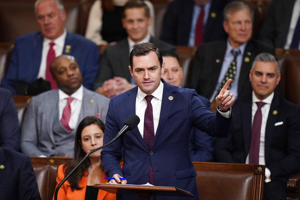 Rep. Mike Gallagher, R-Wis., nominates Rep. Kevin McCarthy, R-Calif., in the House chamber as the House meets for a second day to elect a speaker and convene the 118th Congress in Washington, Wednesday, Jan. 4, 2023. (AP Photo/Alex Brandon)