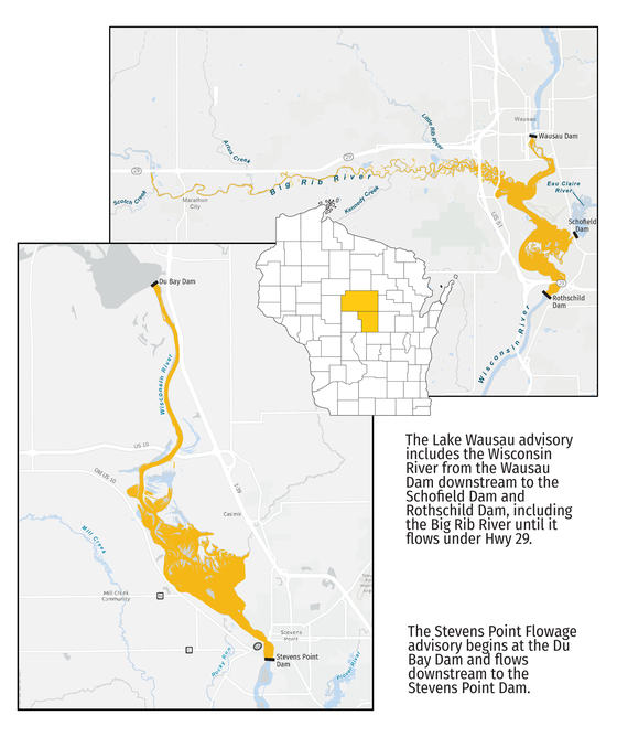 Central Wisconsin waters map