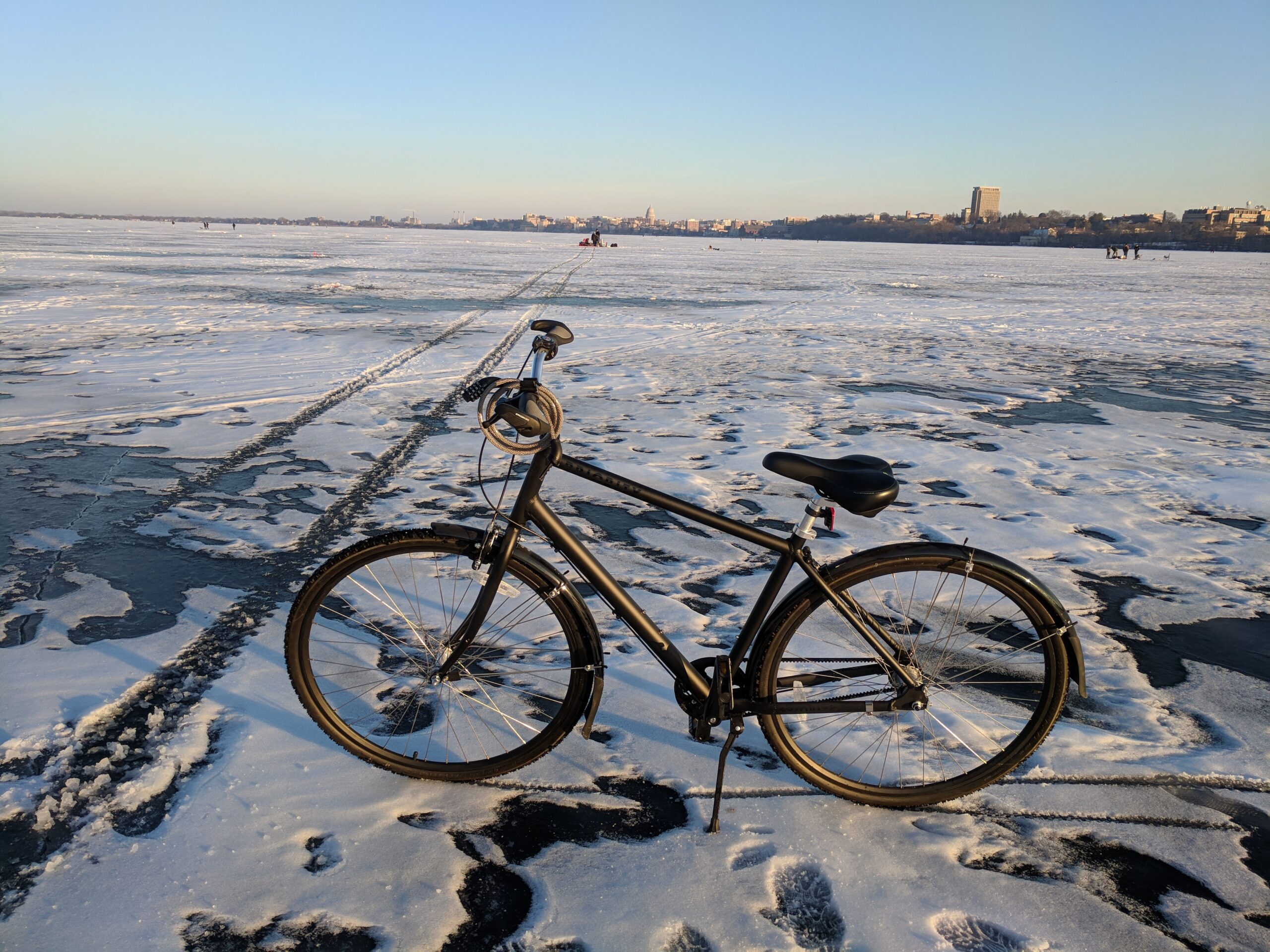 Robbie Webber occasionally ventures out onto Lake Mendota with this bike.
