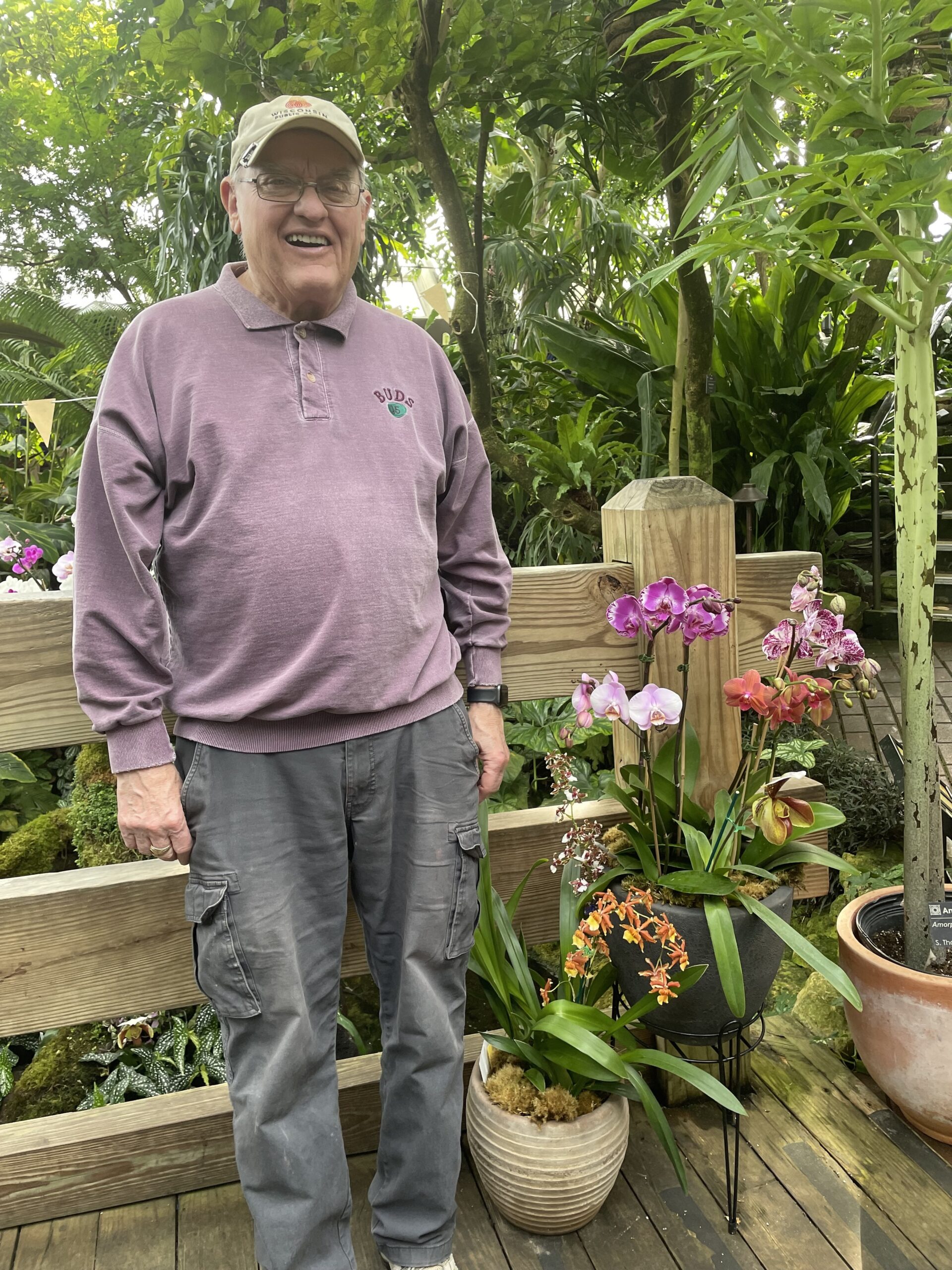 Larry enjoying Orchid Escape at Olbrich Botanical Gardens.