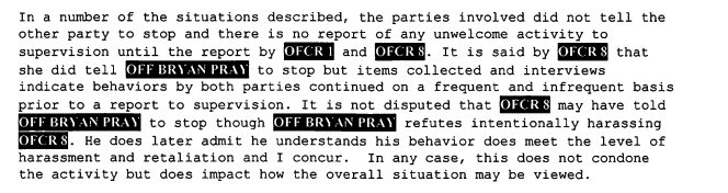 Excerpt from the Sheboygan Police Department internal investigation