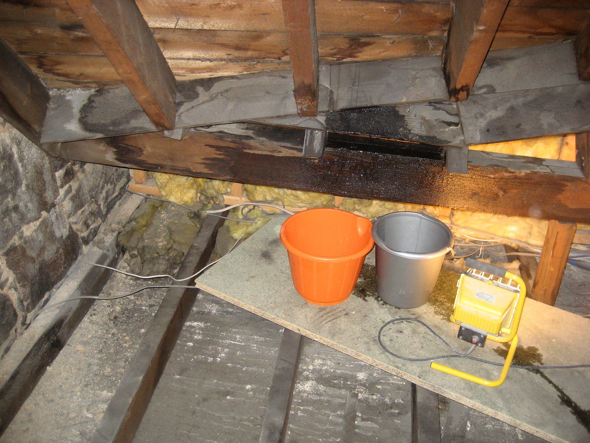 Attic with leaking roof.