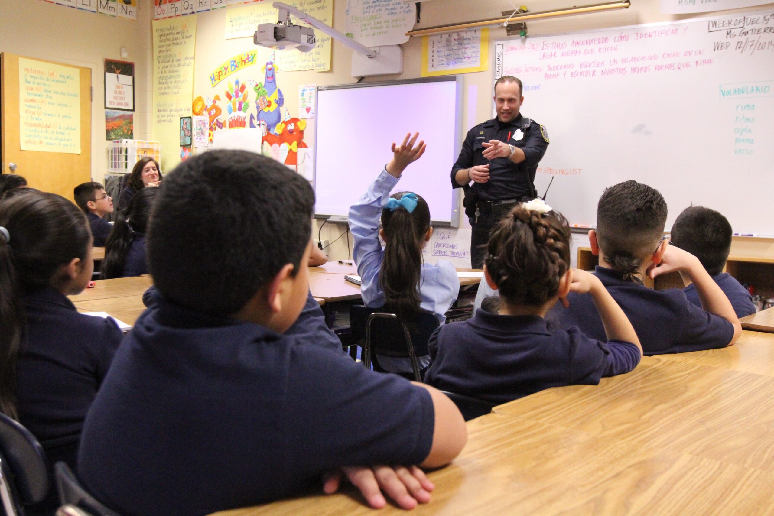 Milwaukee Officer in classroom