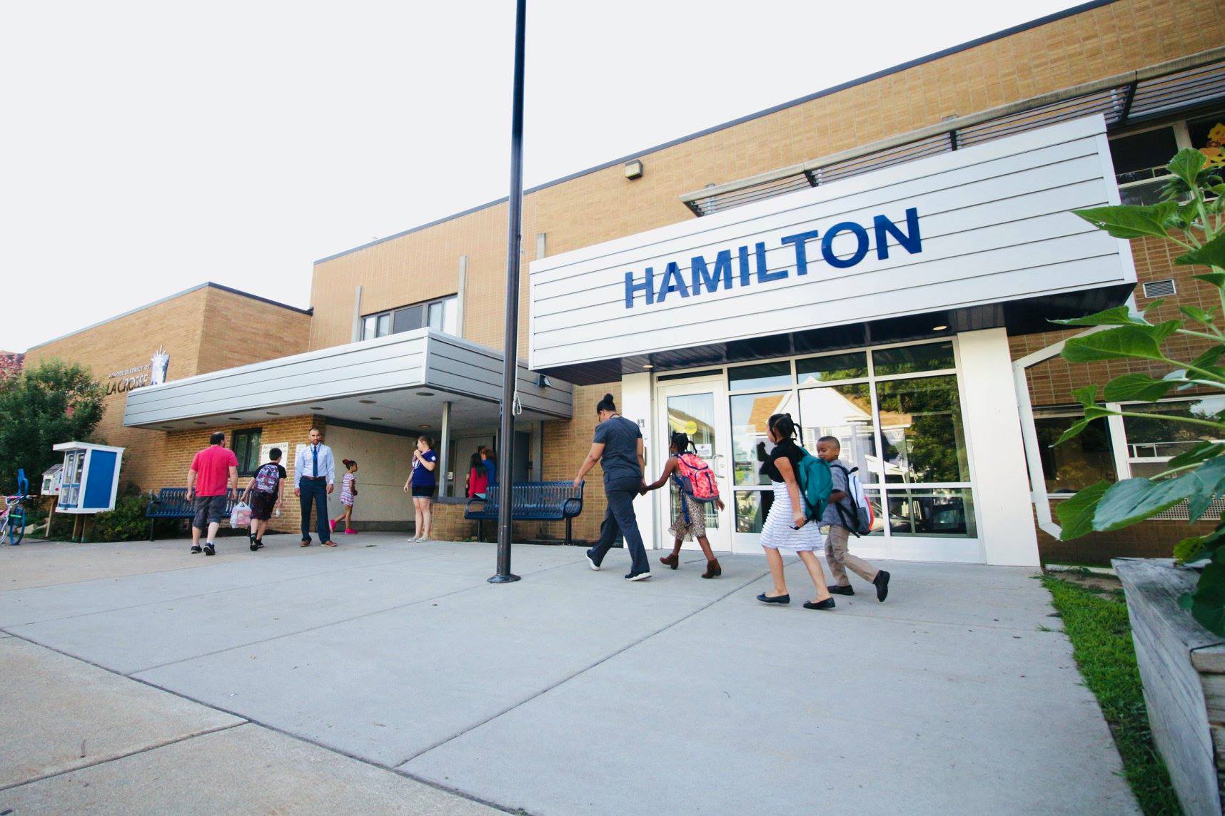 Students enter Hamilton Elementary in La Crosse