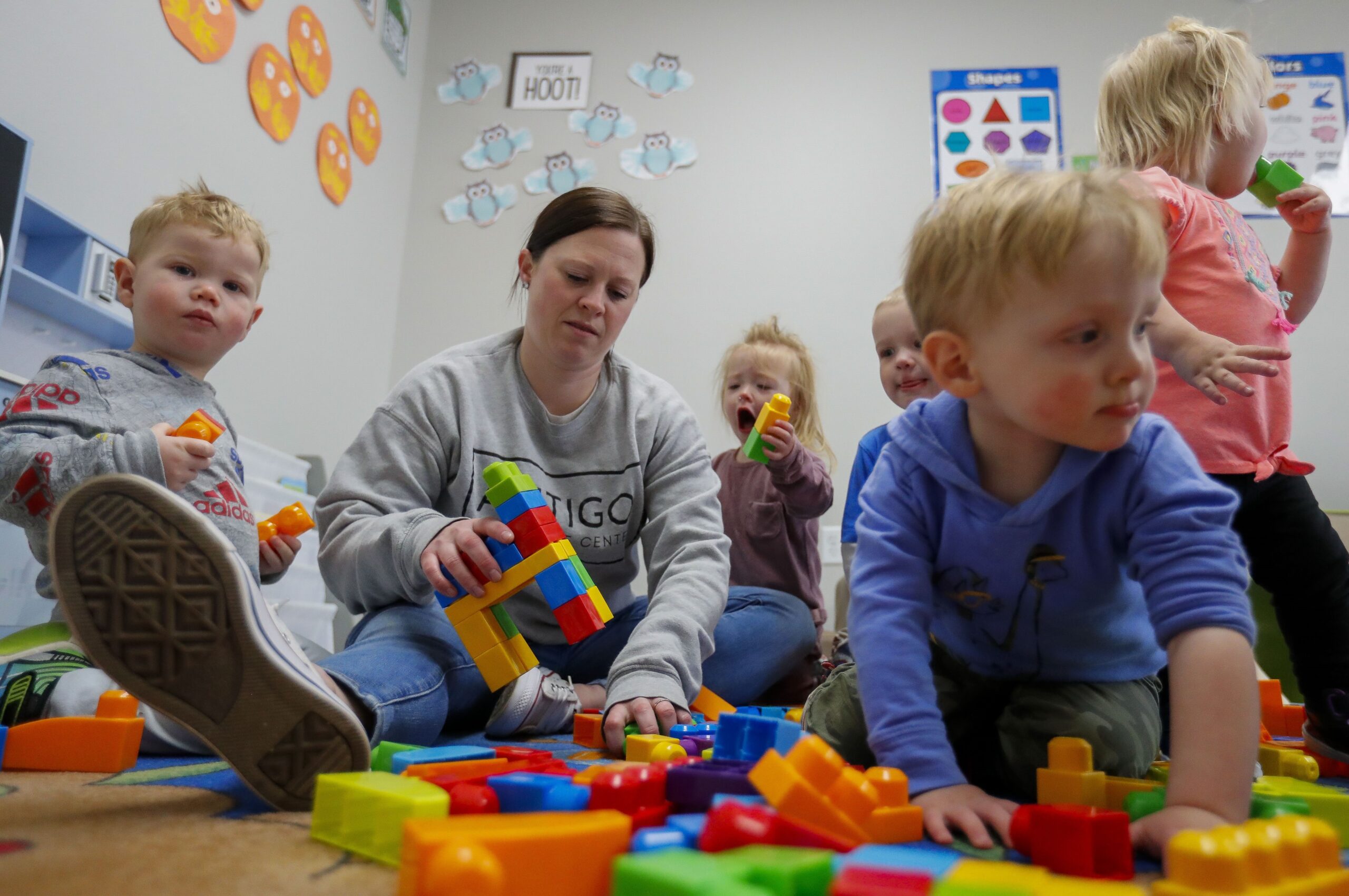 Owner and director Gabby Sorano supervises children as they play with blocks on Friday, April 21, 2023, at the Antigo Child Care Center