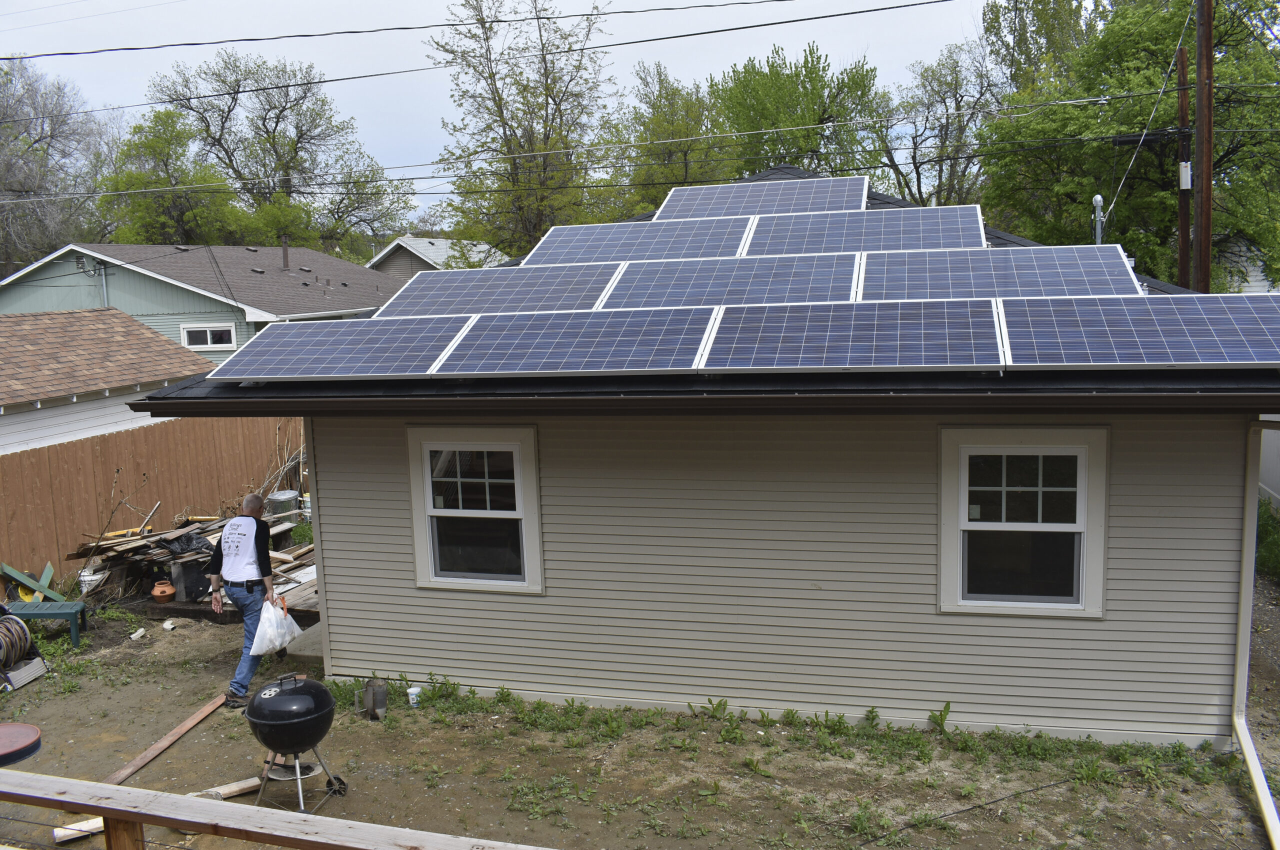 Solar panels on a garage