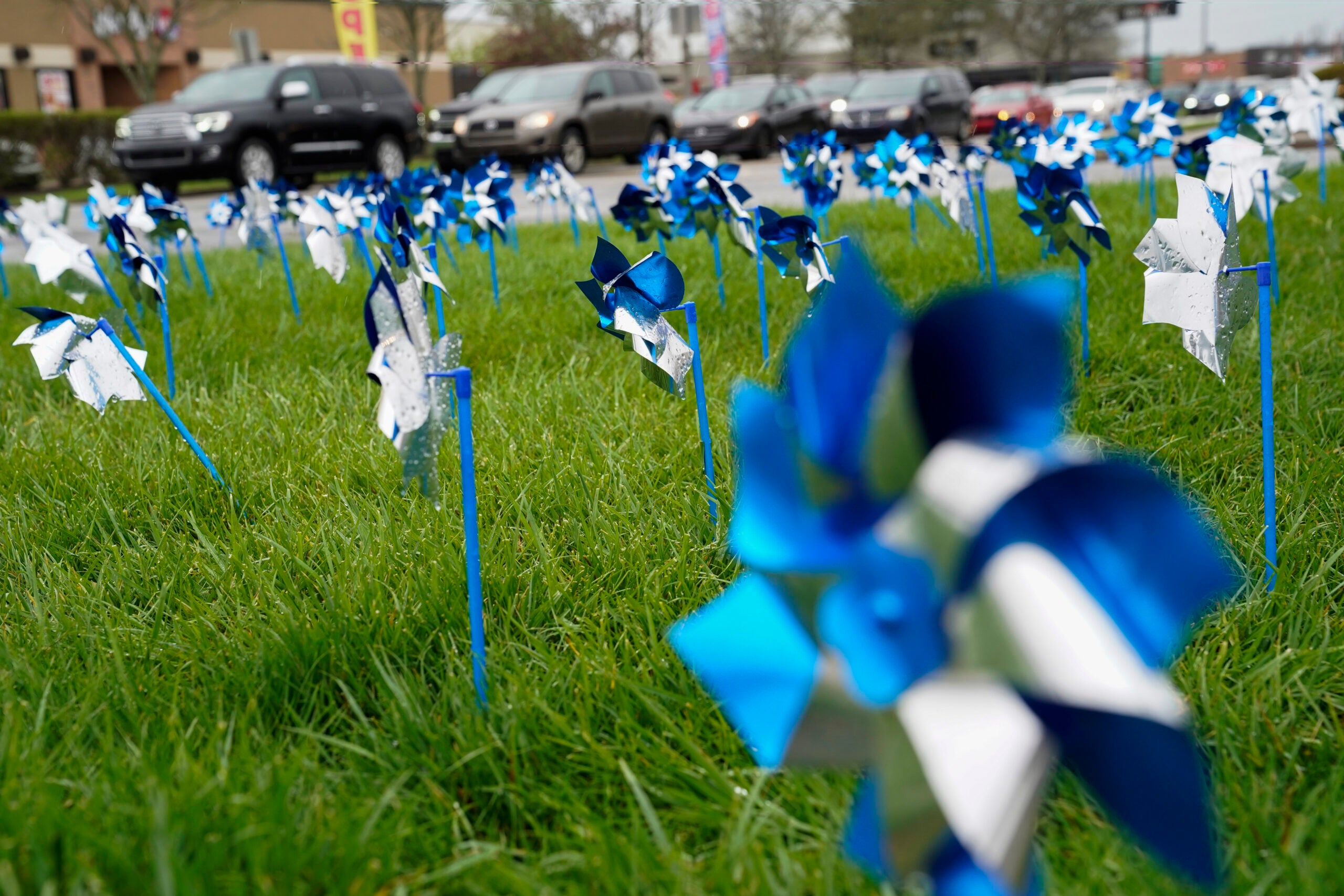 Pinwheels represent child victims of abuse in Fayette County, Ky.