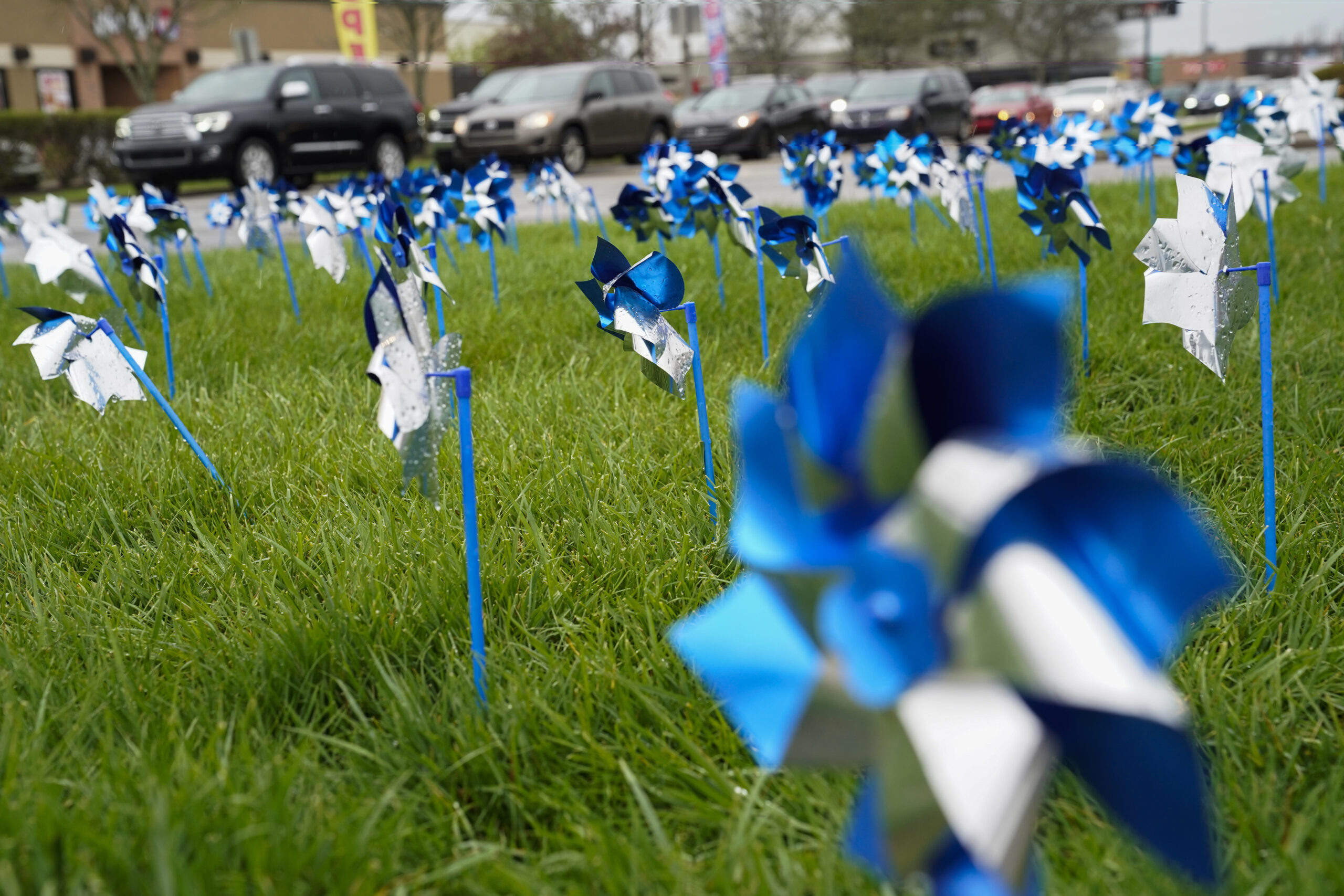 Pinwheels represent child victims of abuse in Fayette County, Ky.
