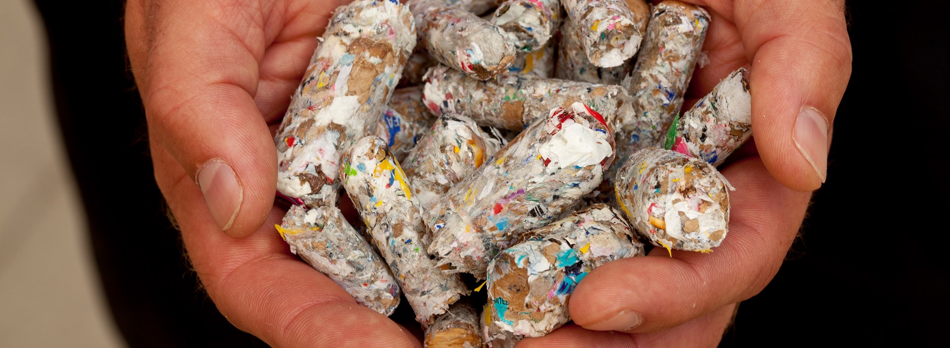 These are fuel pellets produced by Convergen Energy using nonrecyclable material.