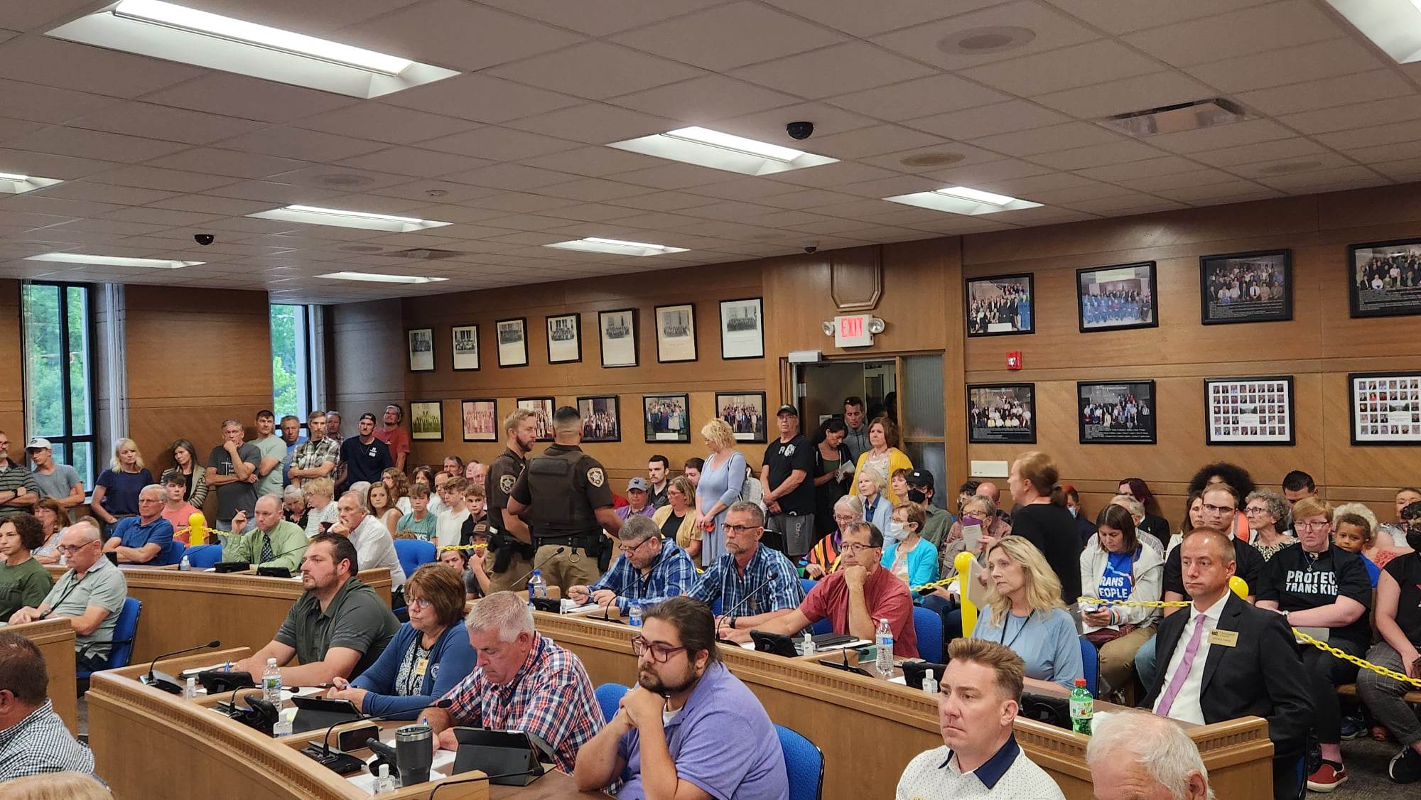 The Outagamie County Board room is packed Tuesday