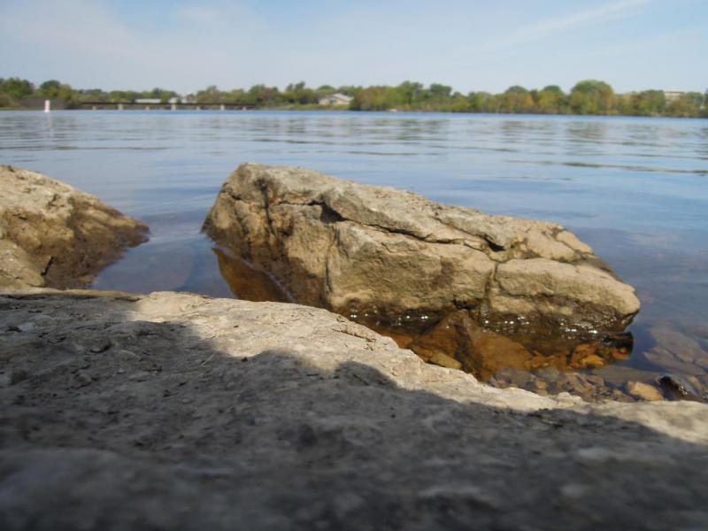 a rock in the Menominee River