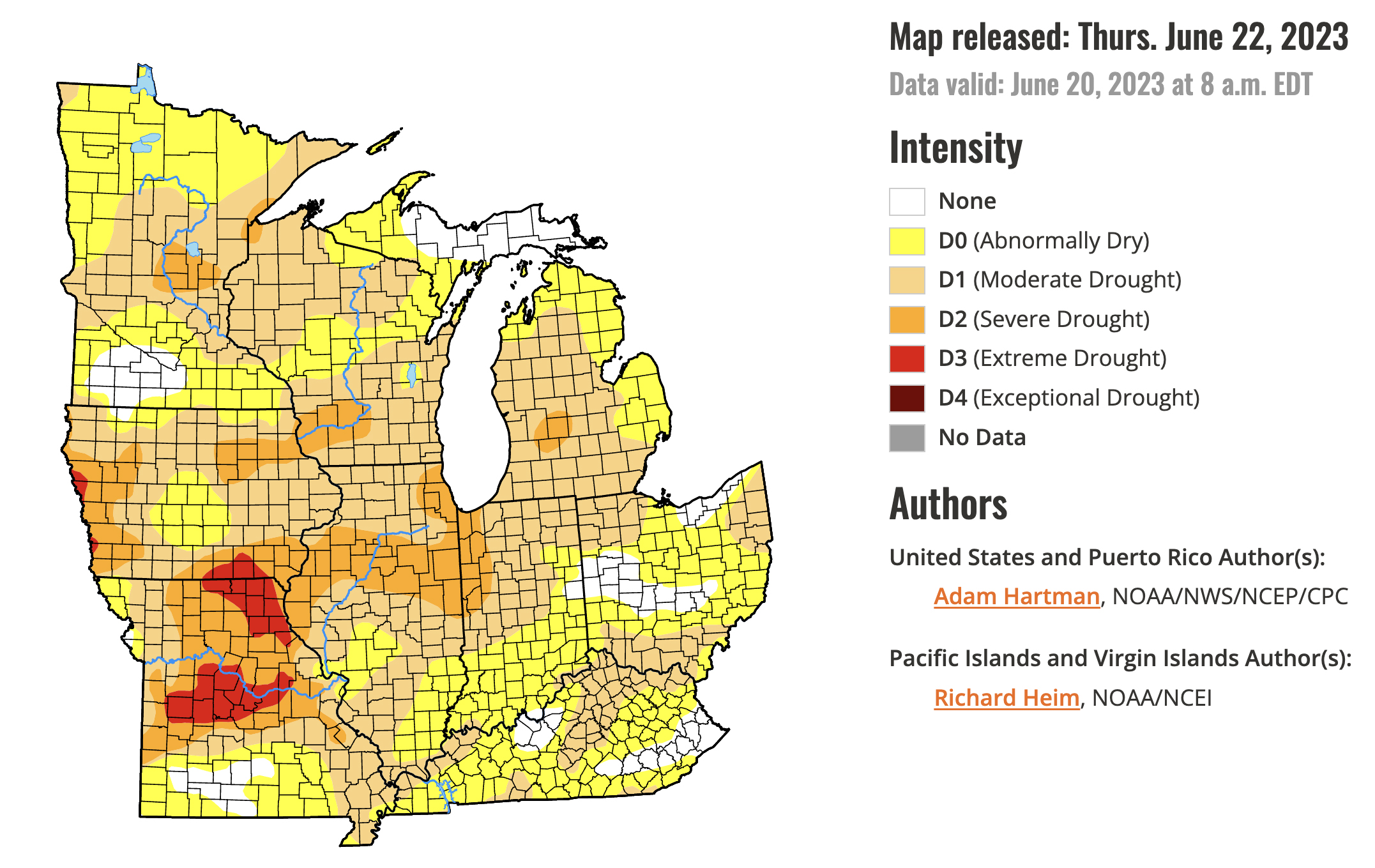 The latest drought monitor shows worsening conditions throughout the Midwest
