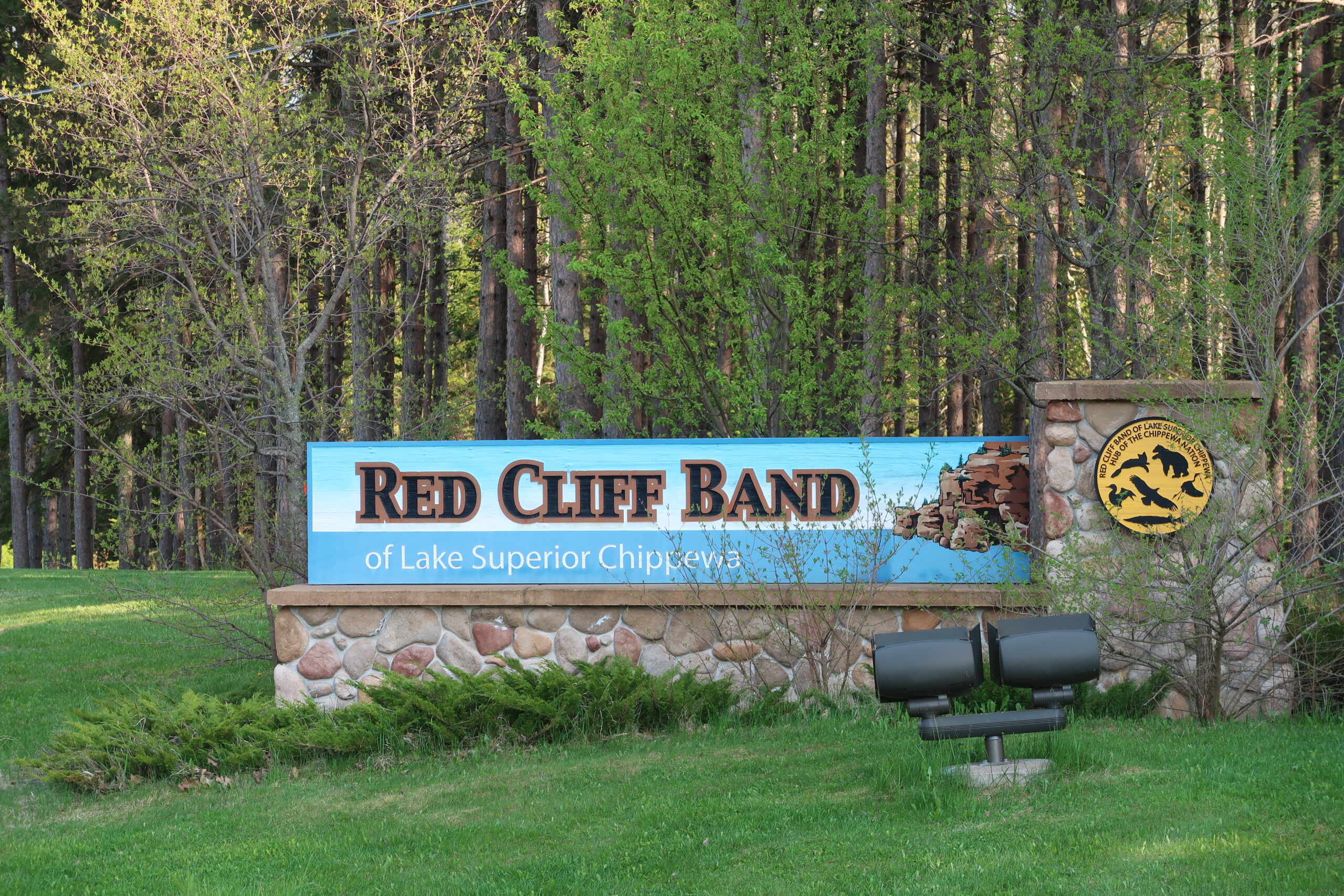 A sign entering the Red Cliff reservation