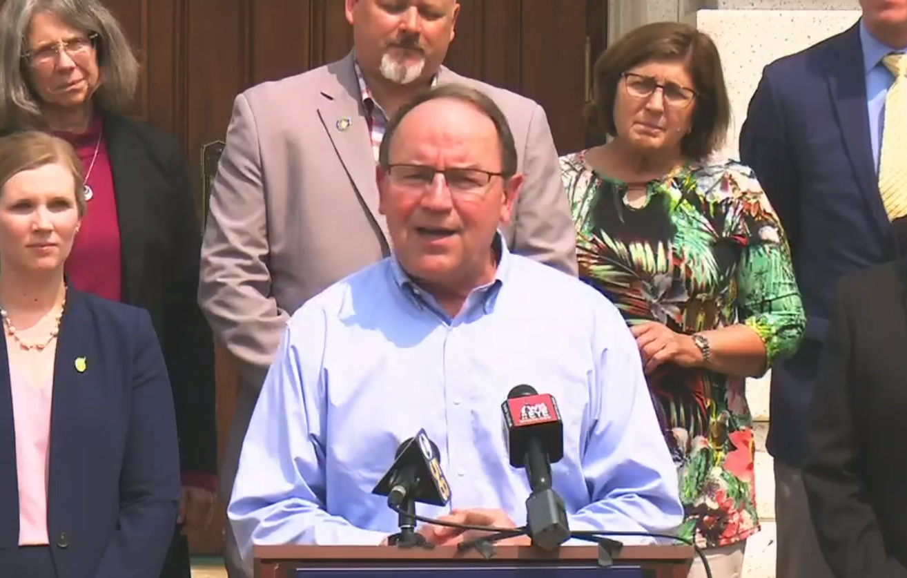 Republican Congressman Tom Tiffany speaks at a press conference