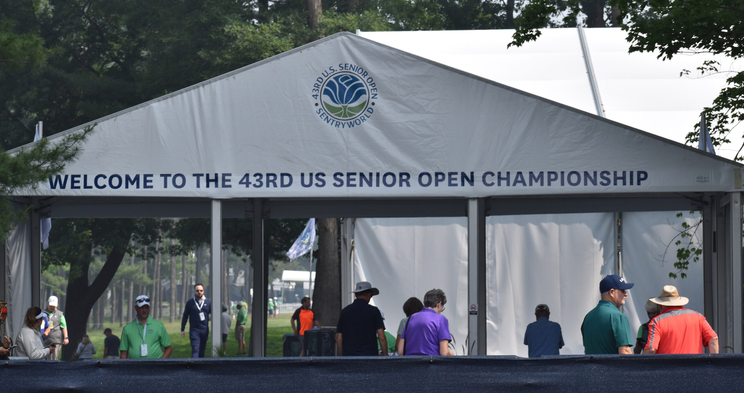 A sign welcomes people to the U.S. Golf Association's 43rd Senior Open Championship in Stevens Point