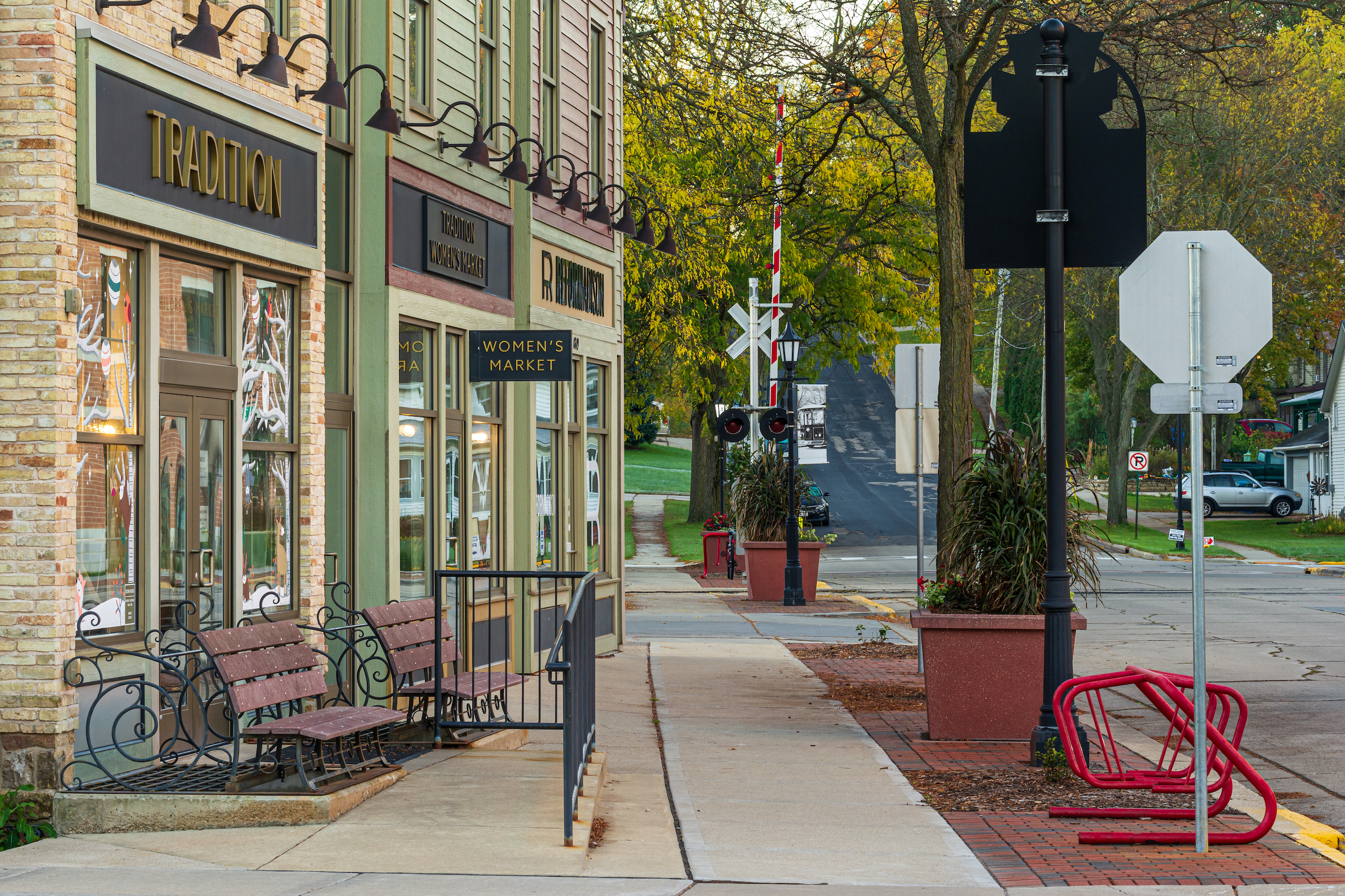 Retail stores in downtown Middleton, Wis. on Oct. 26, 2021.