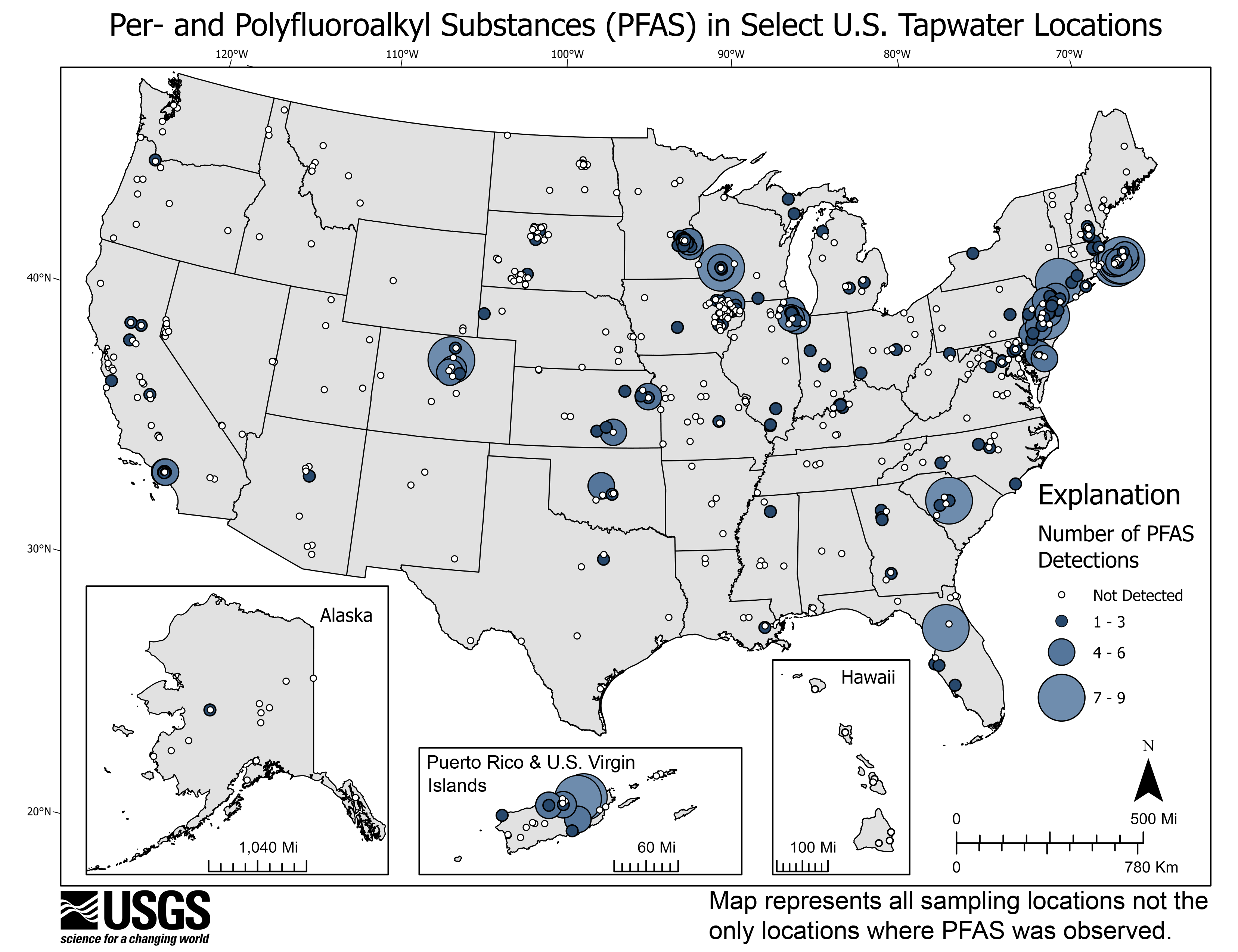 USGS map of PFAS in tap water