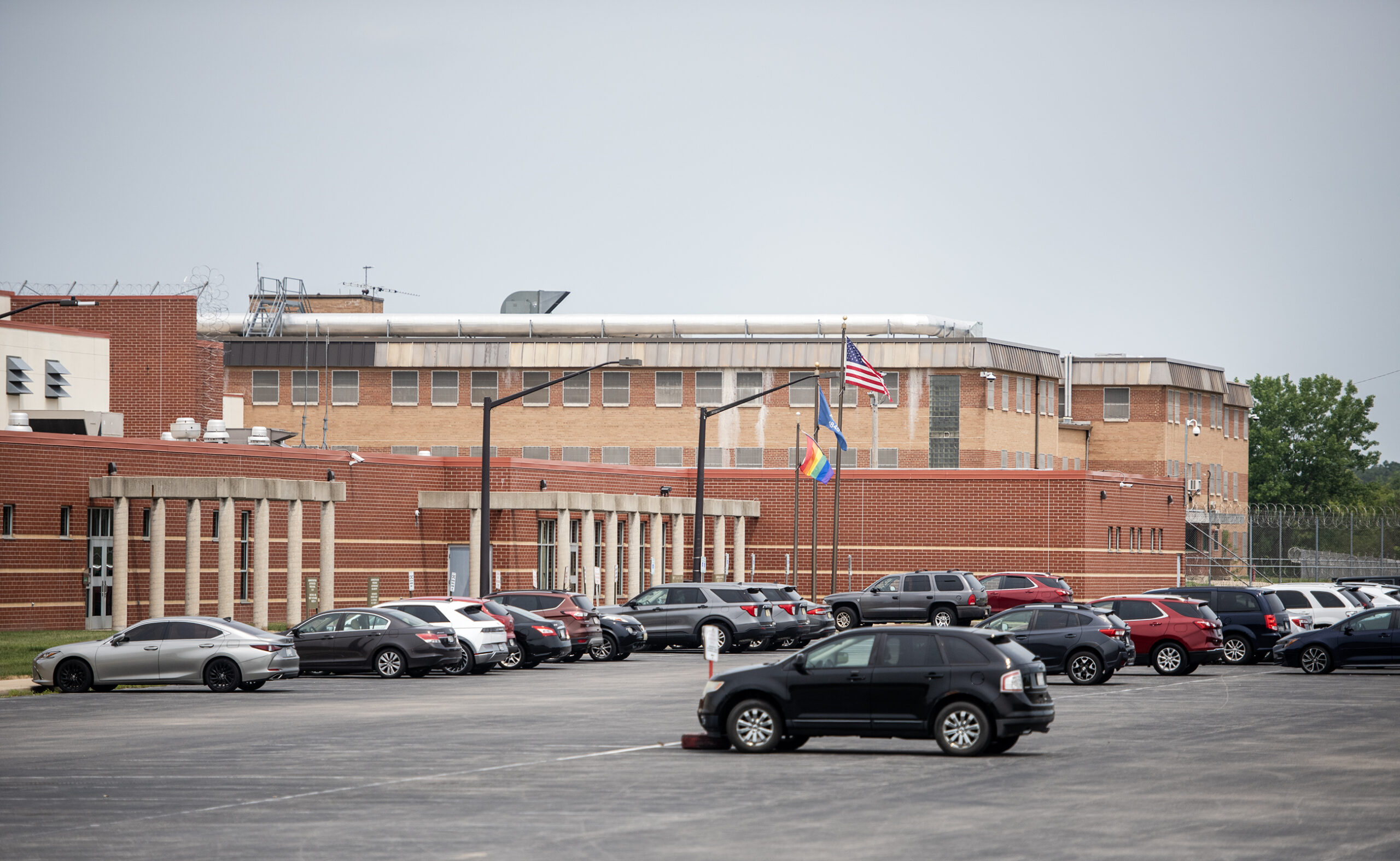 Flags fly outside of the Milwaukee County Community Reintegration Center