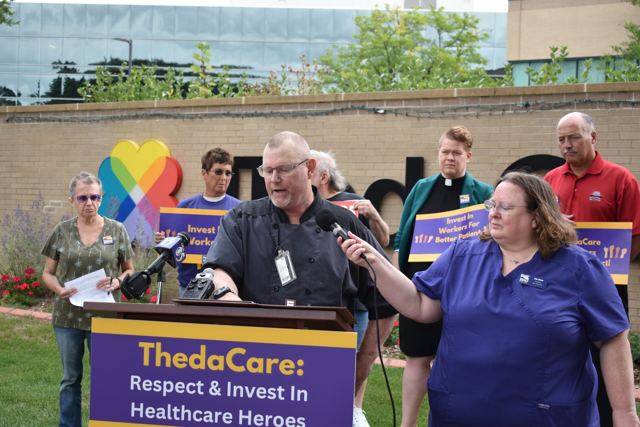 ThedaCare employee Mark Heinrich speaks at a press conference Tuesday