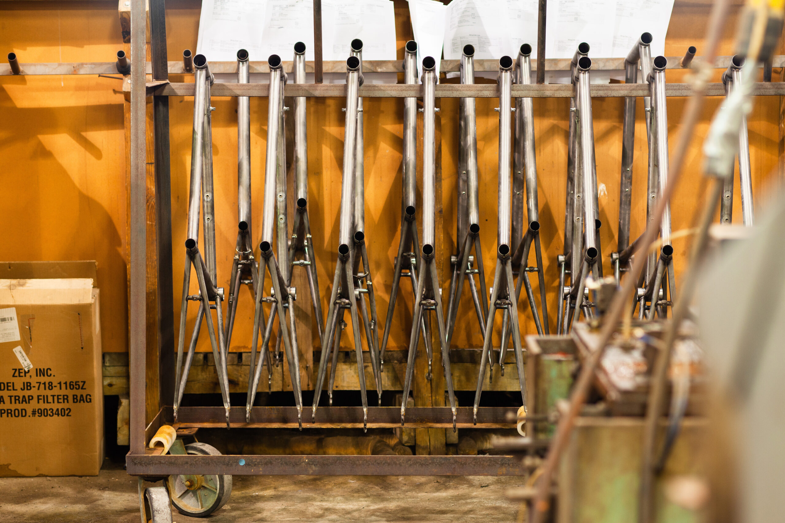 Bike frames at Waterford Precision Cycles.