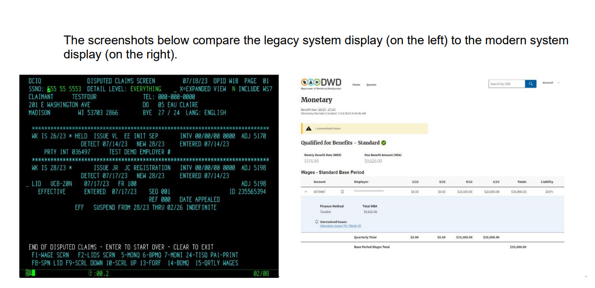 This compares the DWD's old, outdated user interface and the new one