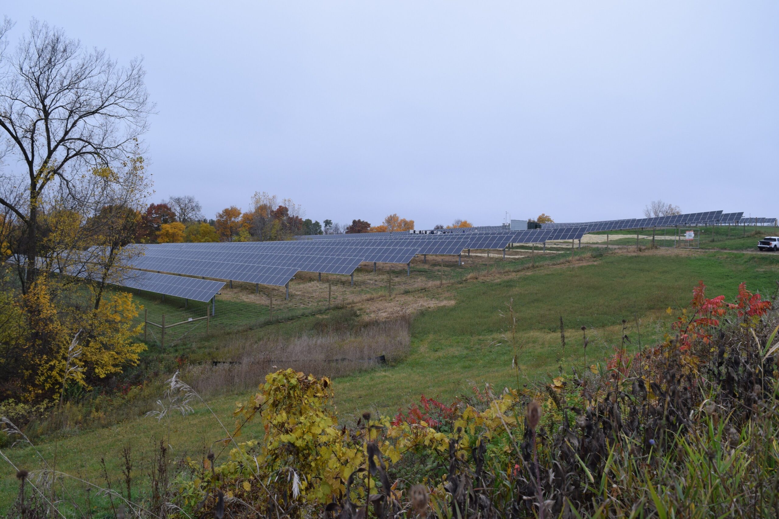 More than 3,000 solar panels cover almost 9 acres