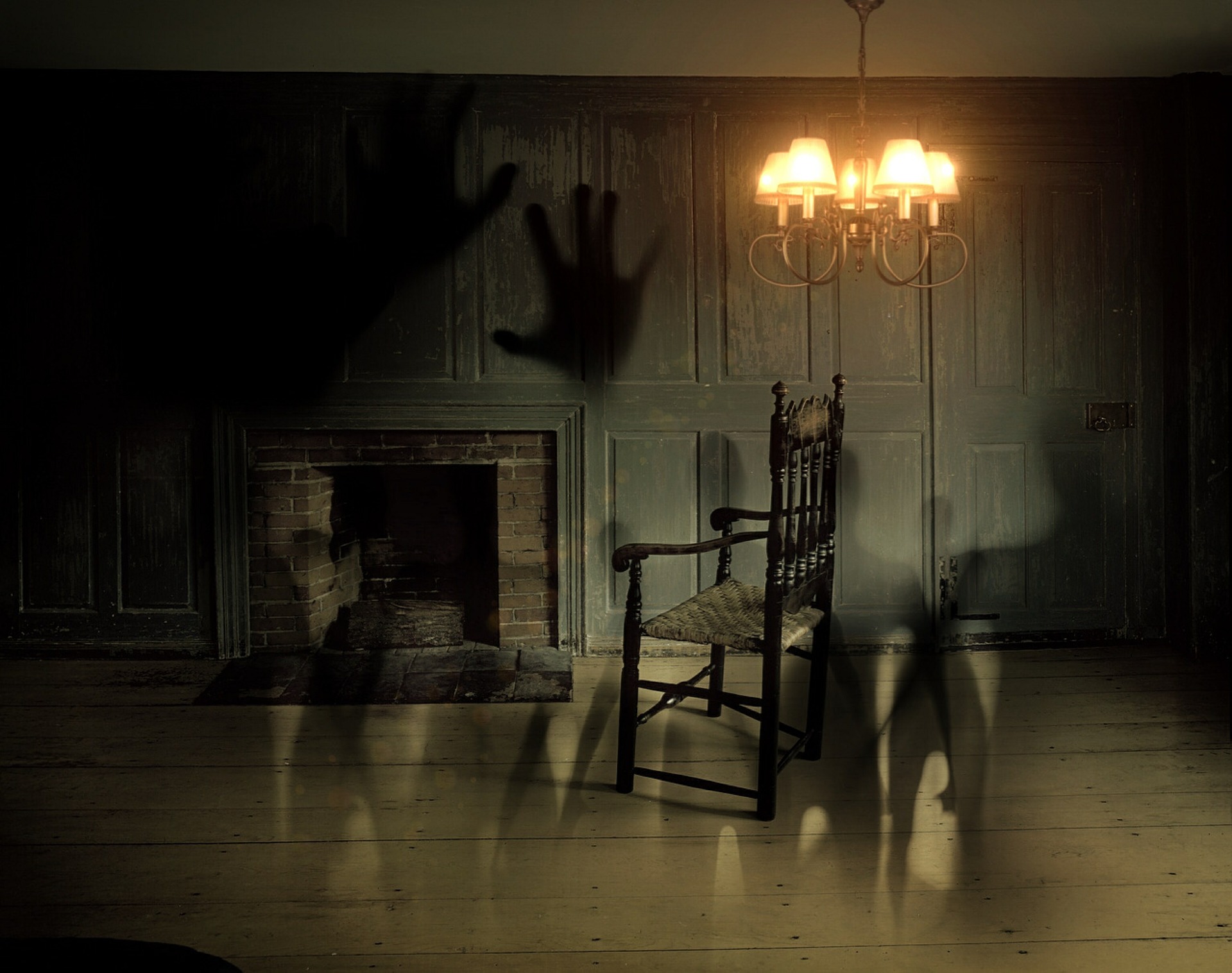 Ghostly shadows in room.