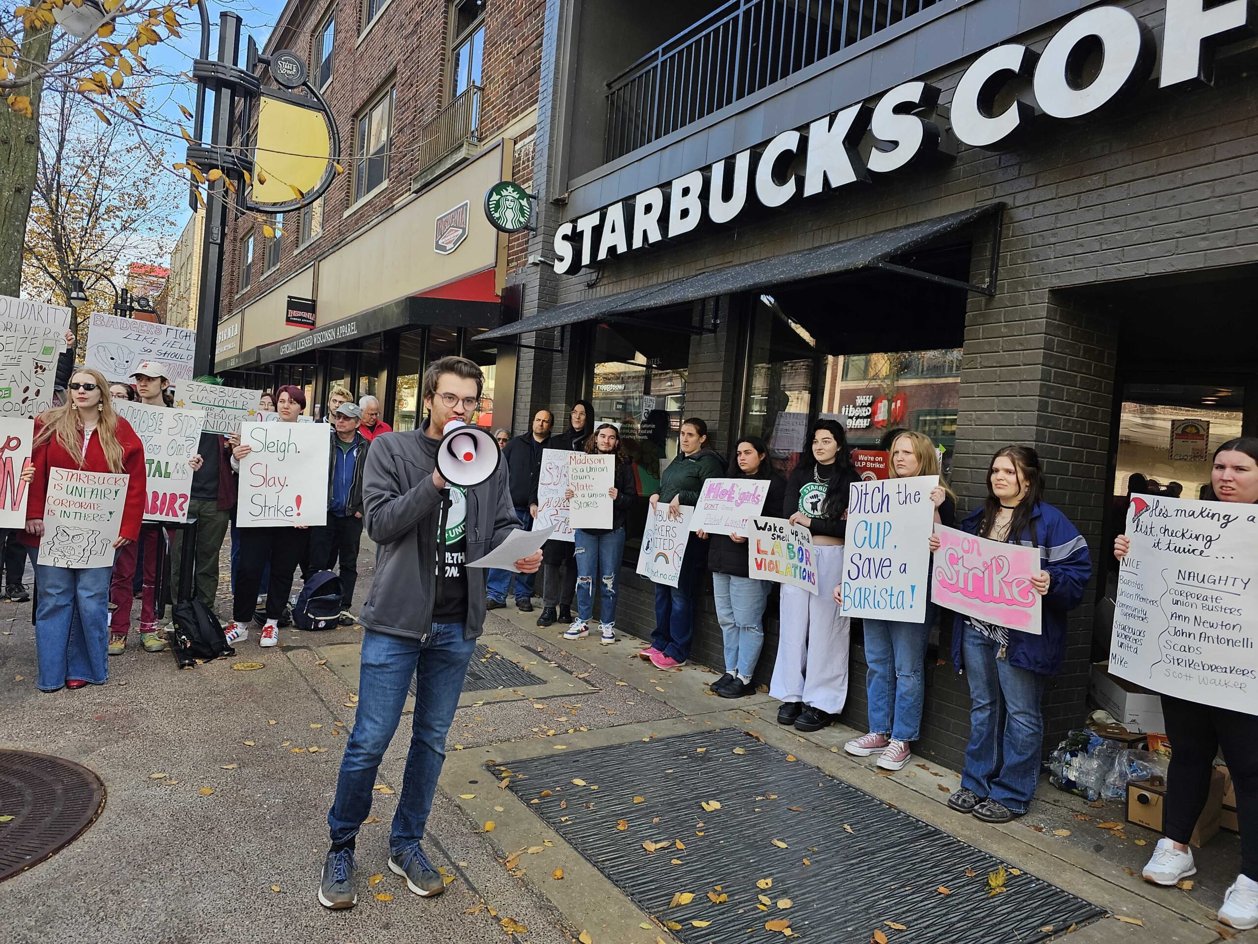 Workers at 3 Wisconsin Starbucks locations strike on Red Cup Day