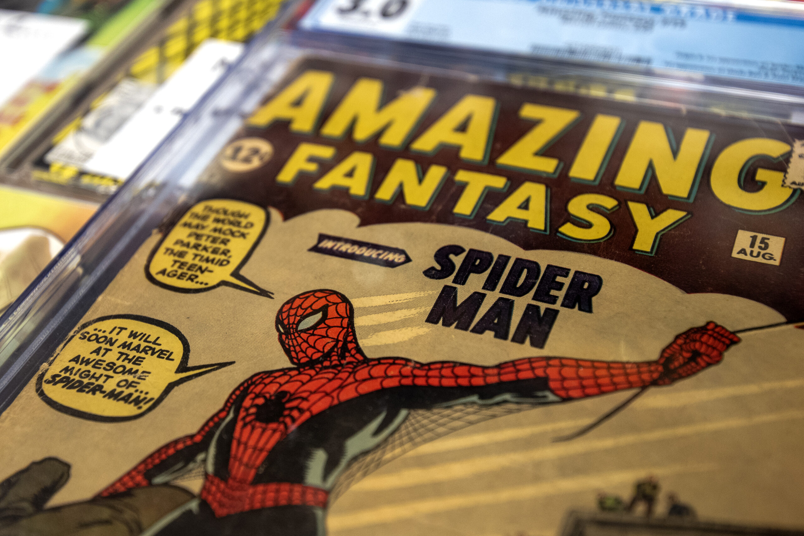 Spiderman can be seen on the cover of a rare comic book.