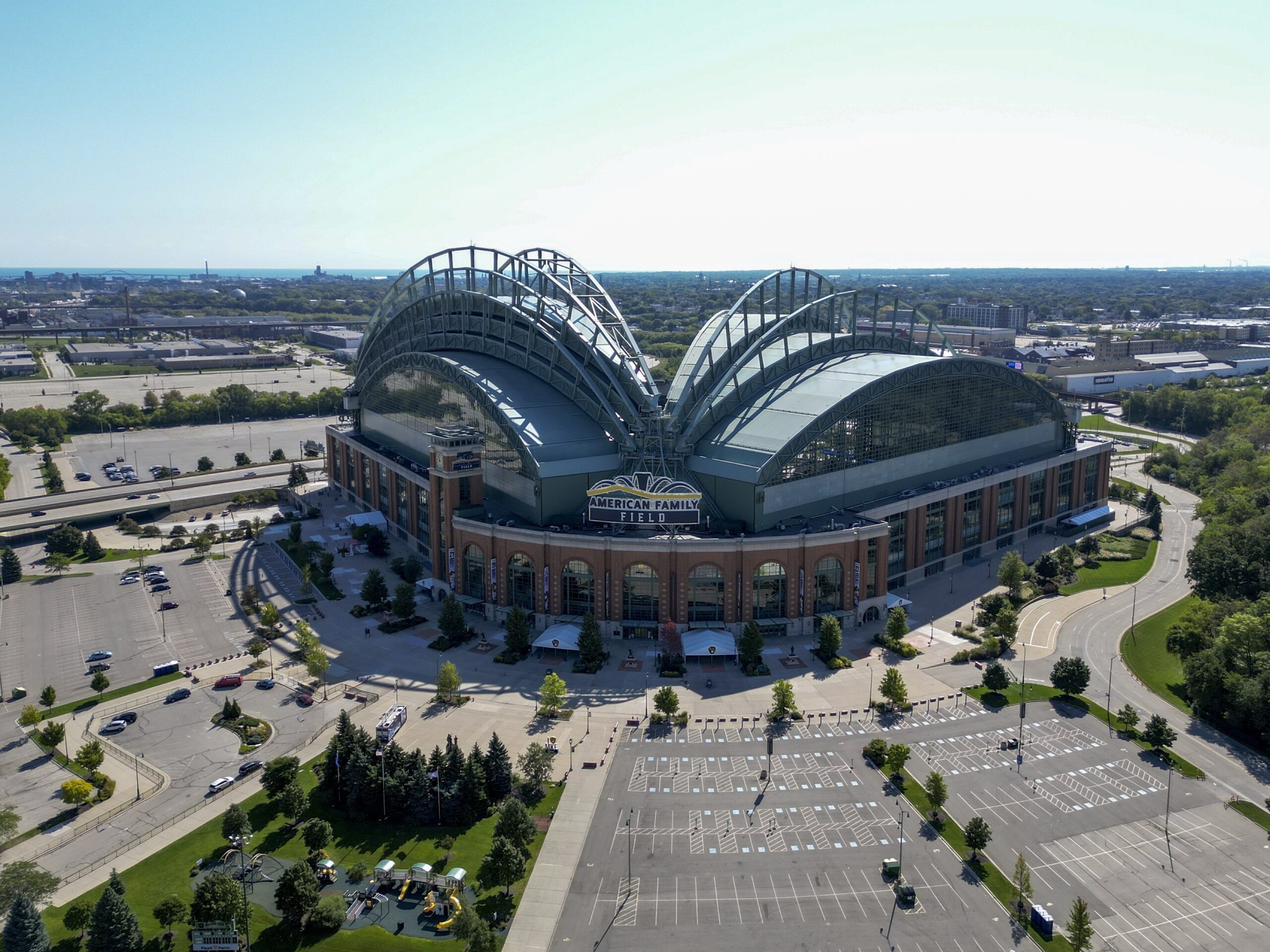 An arial view of the American Family Field