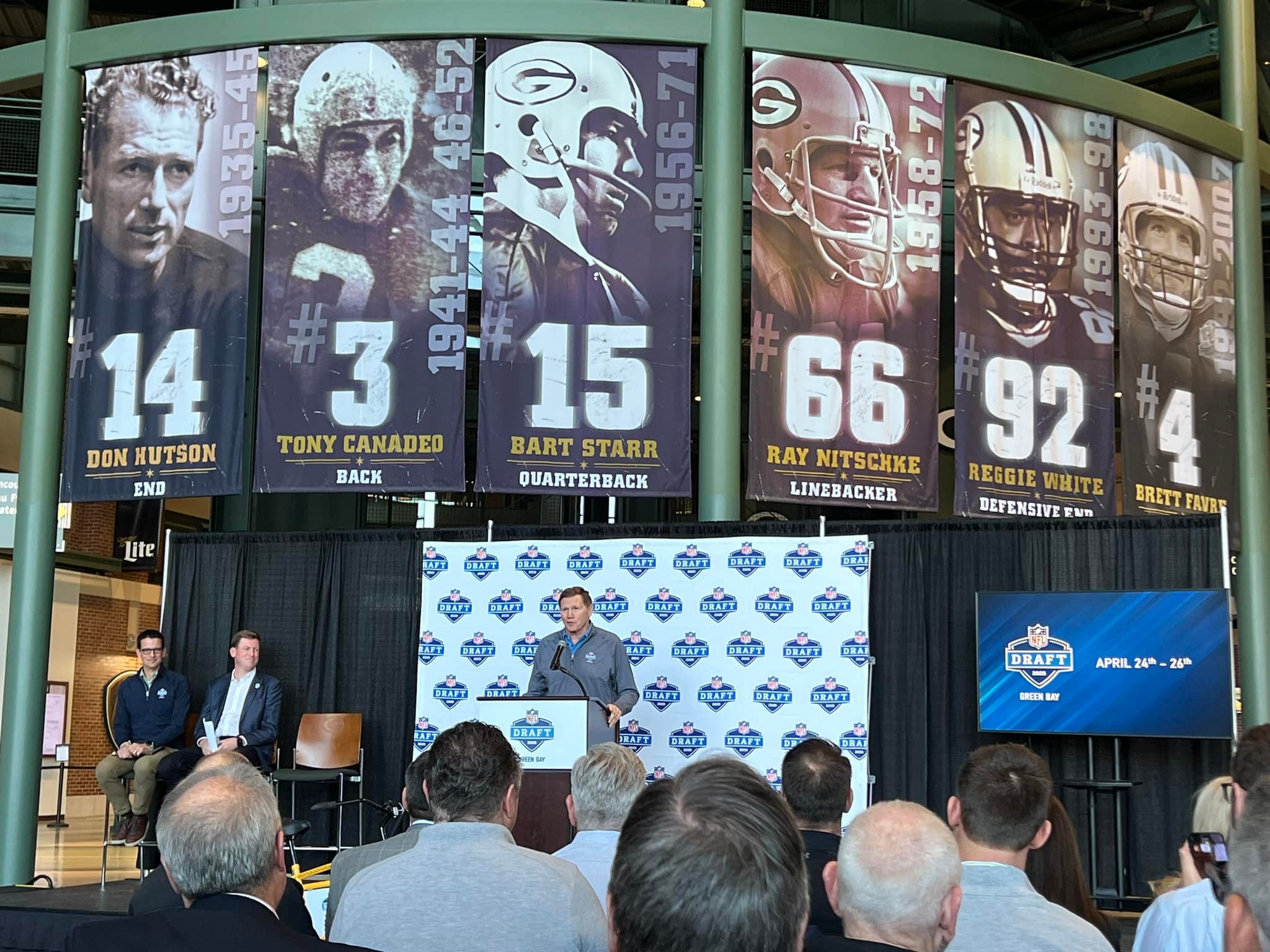 Packers President Mark Murphy speaks about the 2025 NFL Draft at a press conference