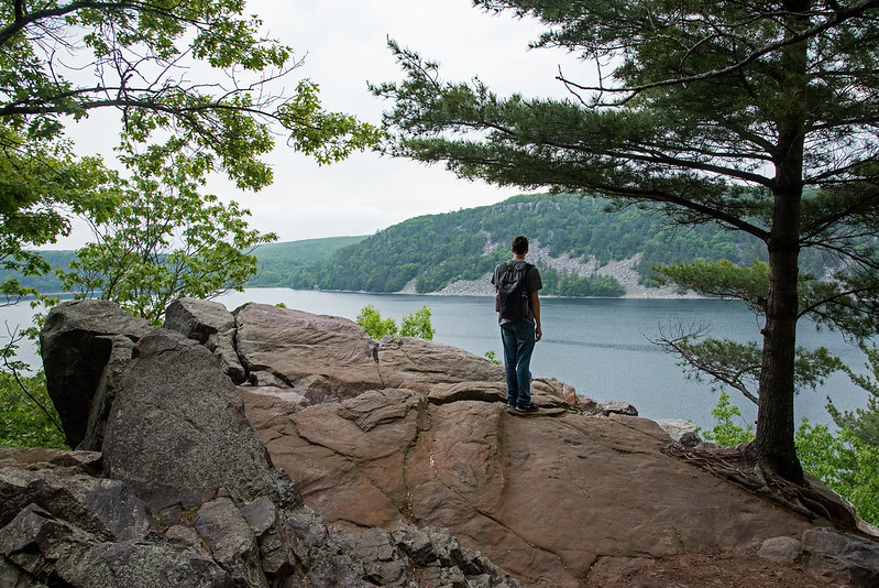View from an overlook at Devil's Lake State Park. 