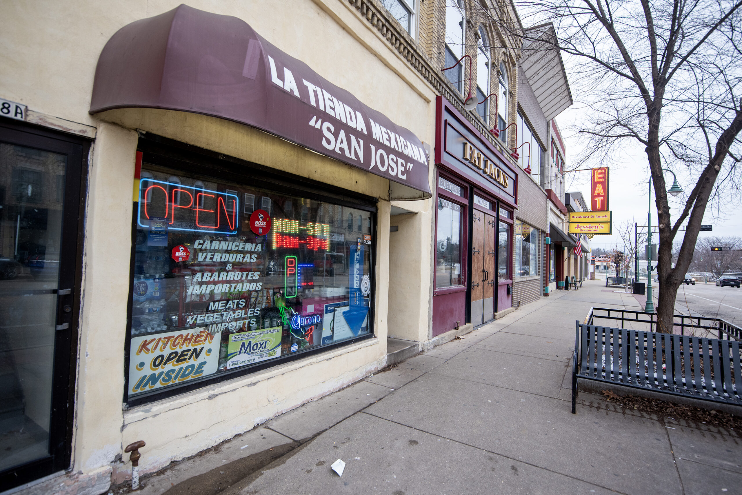 A red exterior awning reads "La Tienda Mexicana 'San Jose'"