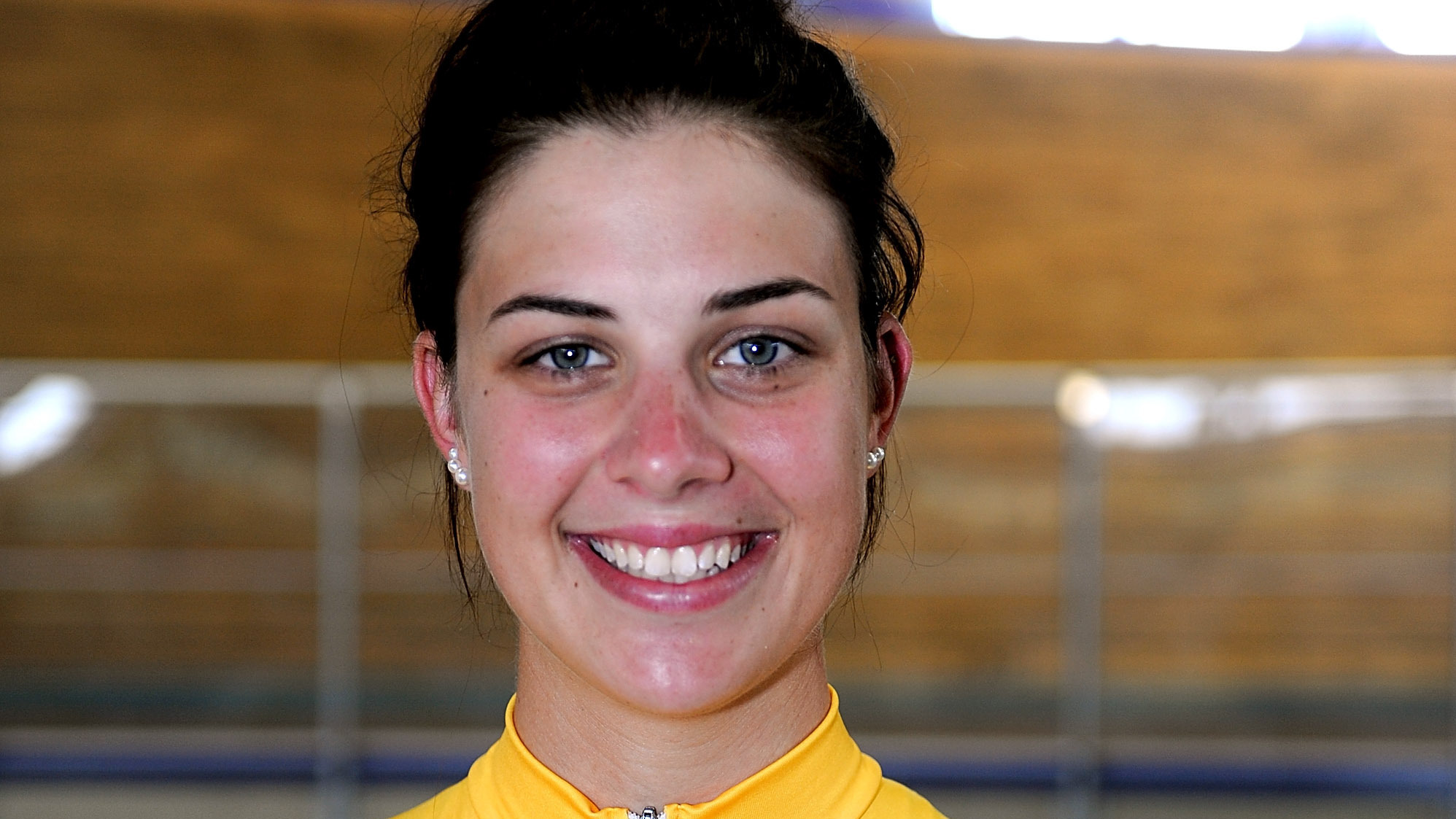 Melissa Hoskins of Australia's women's track cycling team poses during a media day on July 17, 2012, in Brescia, Italy.