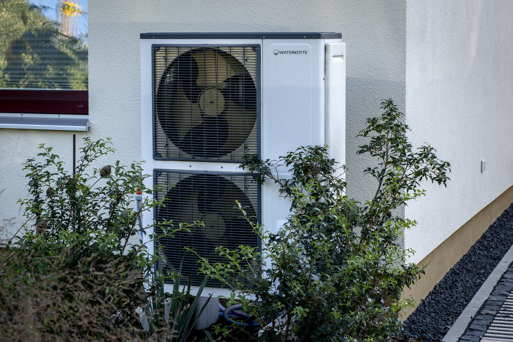 A heat pump is installed at a house in Frankfurt, Germany.