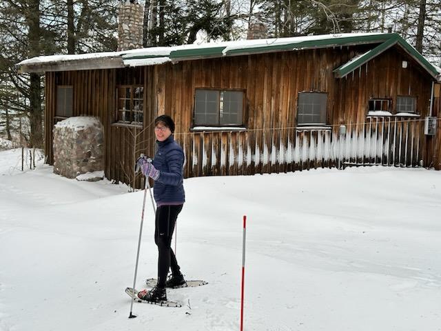 Sue Leaf at her cabin.