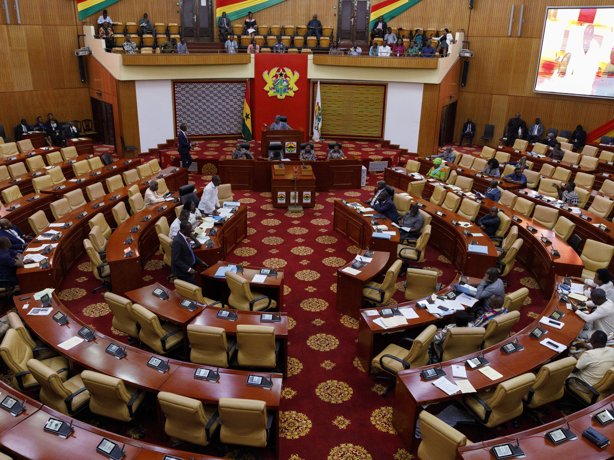 Speaker of Ghana Parliament Alban Sumana Bagbin speaks at the Parliament House in Accra, Wednesday, Feb. 28, 2024. Ghana's parliament passed a highly controversial anti-LGBTQ+ bill on Wednesday that could send some people to prison for more than a decade.