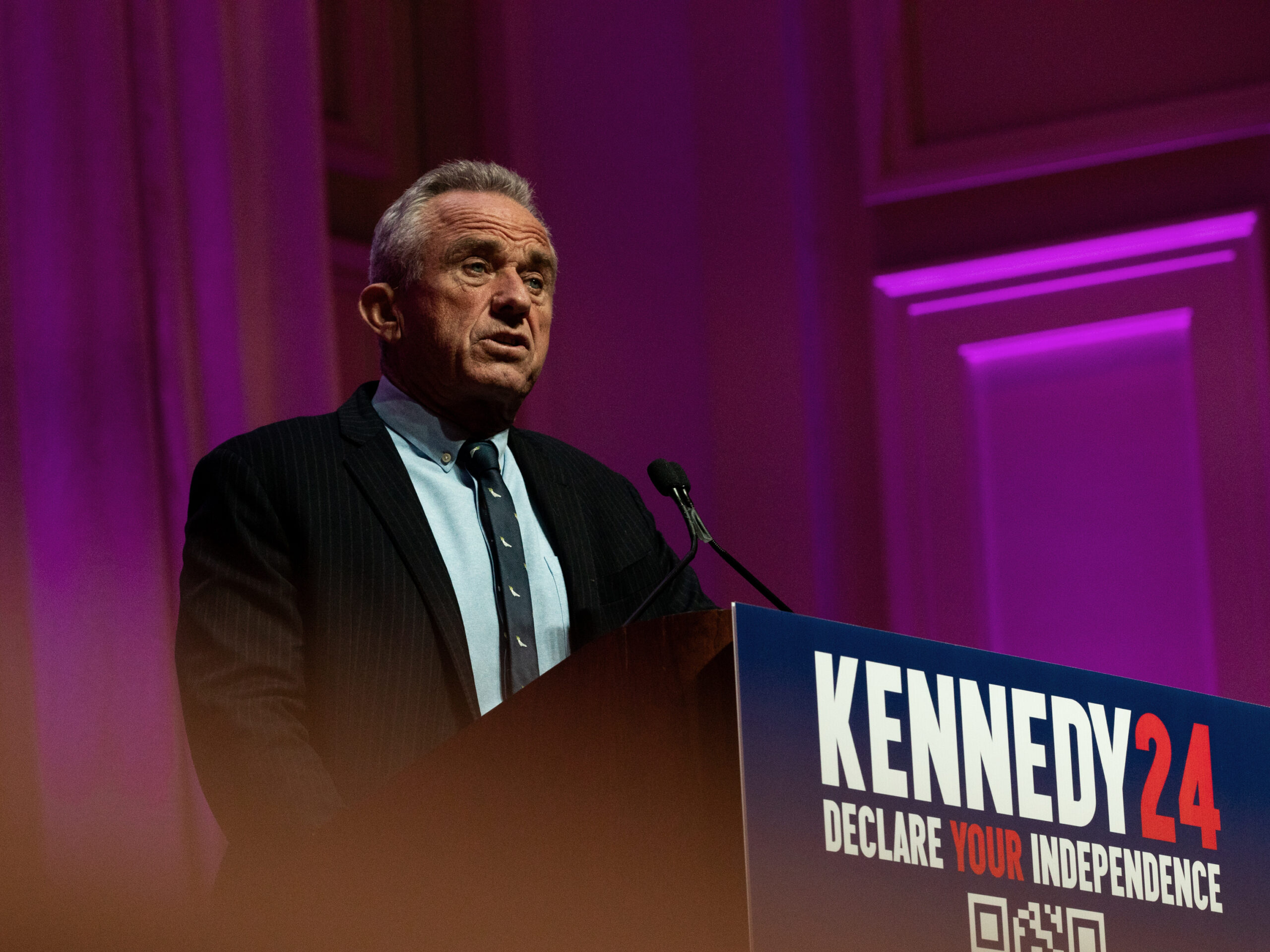 Robert F. Kennedy Jr. speaks during a rally in Grand Rapids, Michigan.