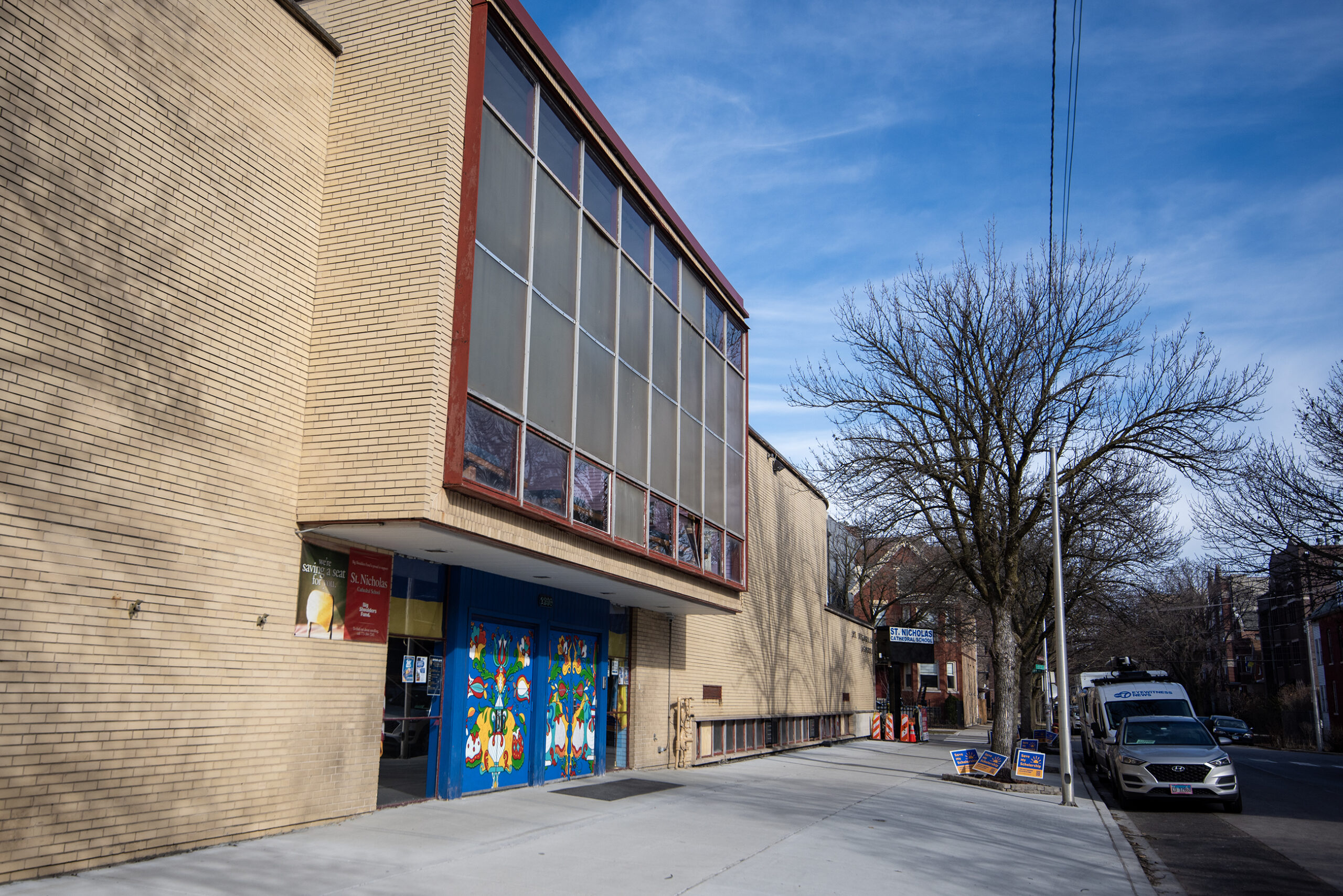 The front entrance of St. Nicholas Cathedral School in Chicago